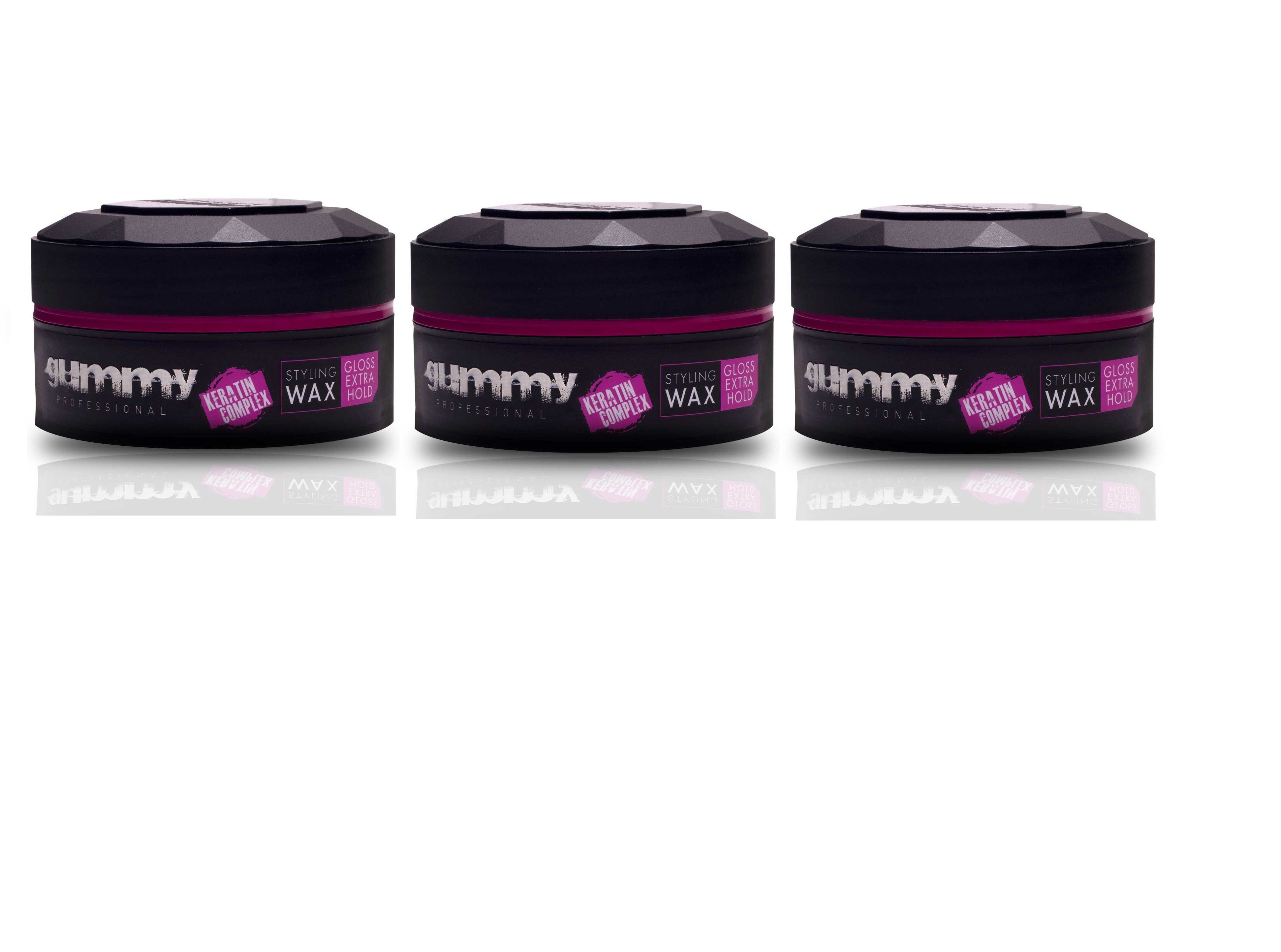 Gummy Professional 3er Fonex je Gummy Styling (450ml) Set 150ml Extra Gloss Haarwachs Wax