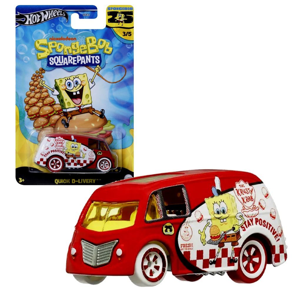 Hot Wheels Spielzeug-Rennwagen Quick D-Livery Hot Wheels Fahrzeug Spongebob 25 Jahre Mattel HRV54