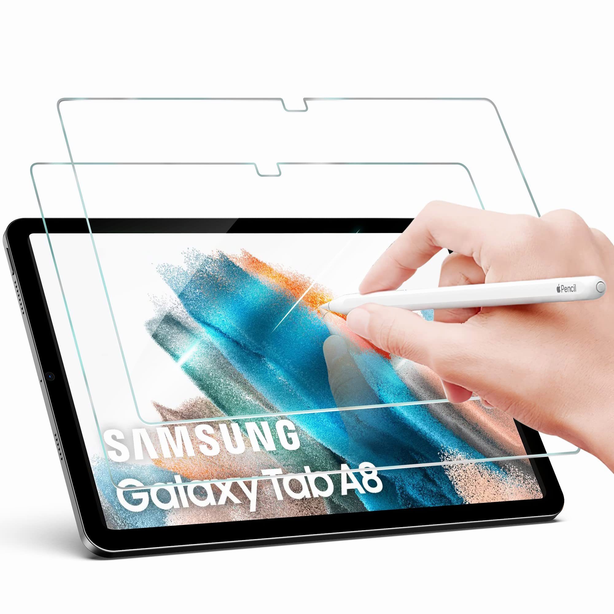 Mutoy Schutzfolie Panzerglas für Samsung Galaxy Tab A8 10,5 Zoll, (9H Härte  Gehärtetes Glas Folie mit Einfache Installation, Kratzfest,Displayschutz  Schutzfolie Kompatibel mit Samsung Tab A8 (SM-X200/205) 2022/2021 (2 Stück)