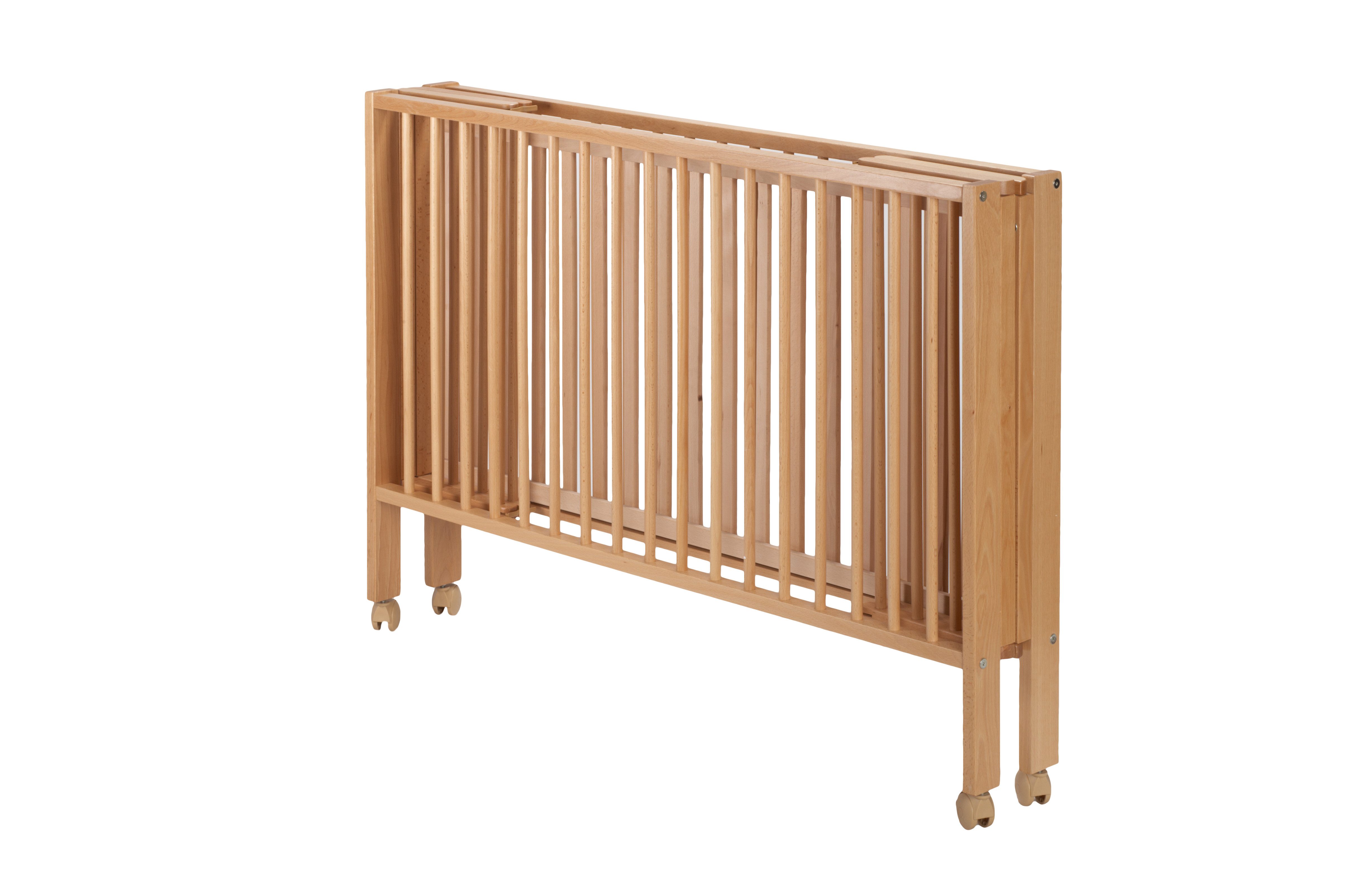 tiSsi® Faltbett tiSsi® Kinderbett JORI faltbar Buche incl. faltbarer Matratze (Karton, Faltbett inklusive Matratze, Schutzhülle extra) Werkzeuglose Klappfunktion, inkl. 3 Schlupfsprossen, Lack DIN 71-3