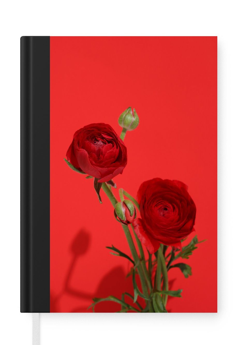 MuchoWow Notizbuch Rote auf Notizheft, 98 Hintergrund, Haushaltsbuch Journal, Butterblumen Seiten, A5, rotem Tagebuch, Merkzettel