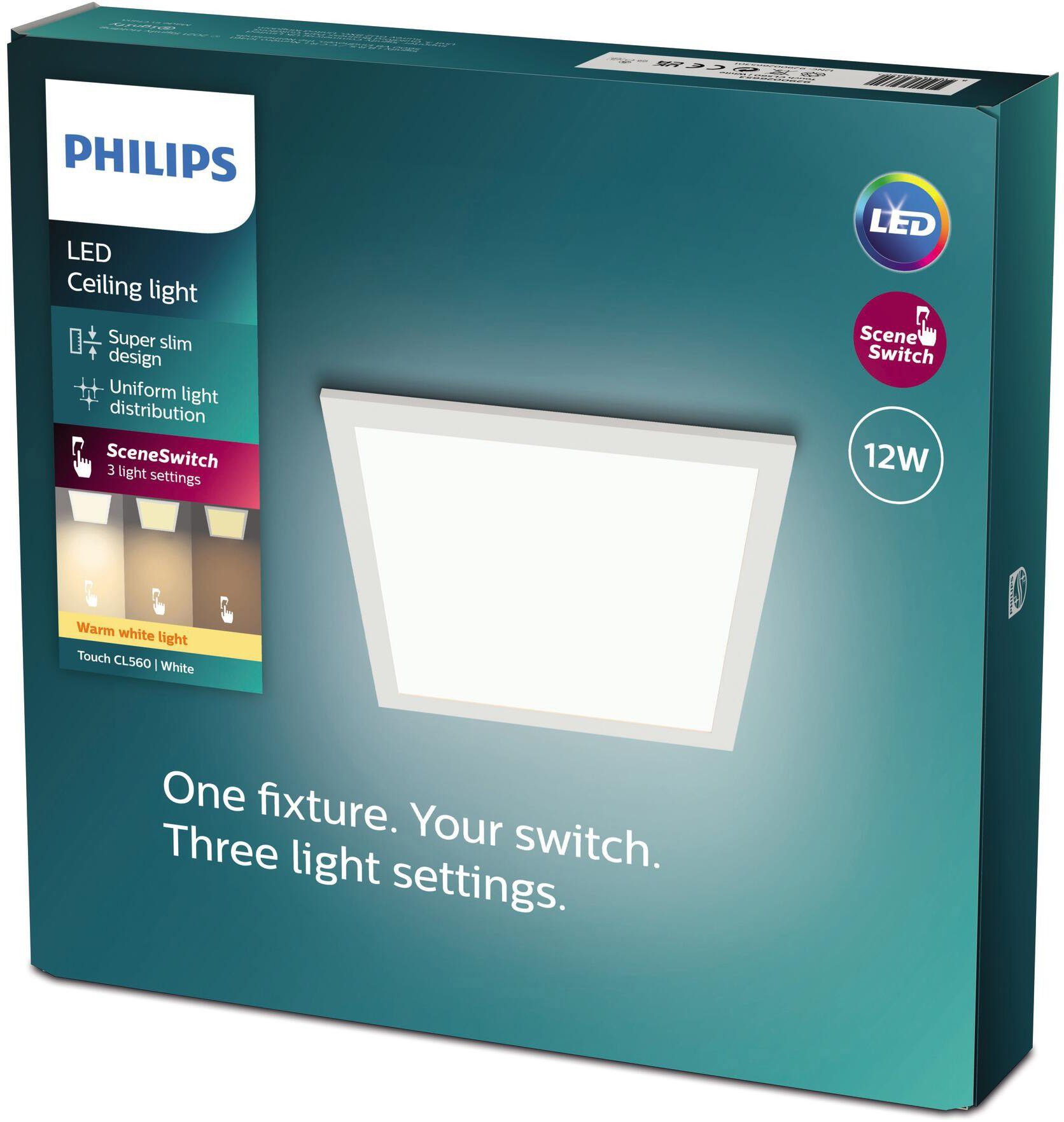 quadratisch weiß Deckenleuchte Deckenleuchte SceneSwitch fest 12W LED Warmweiß, Touch, integriert, Philips