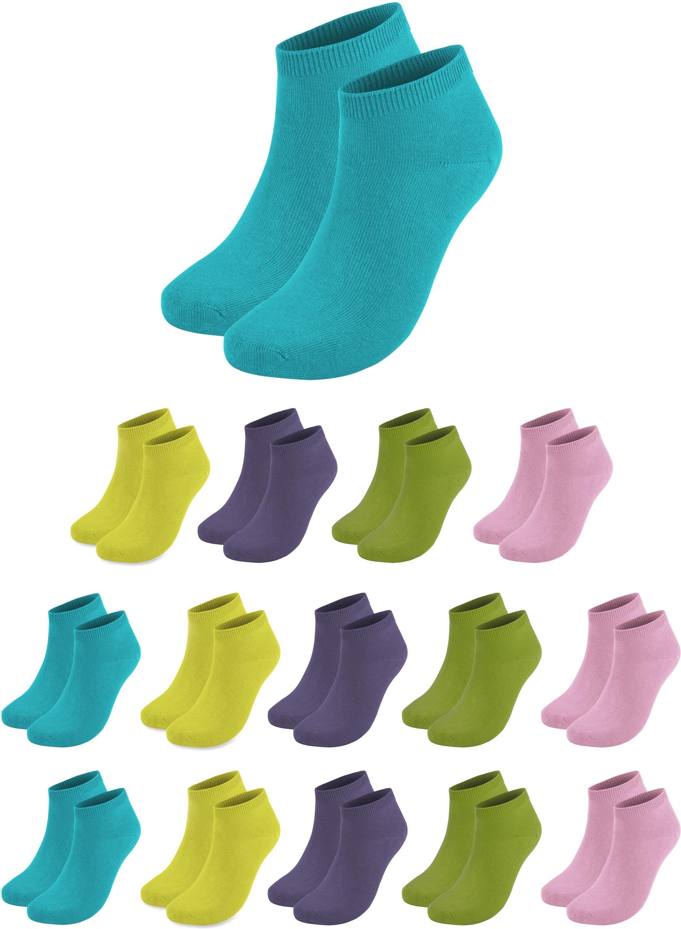 normani Sneakersocken 15 Paar Sneaker (15er-Set, handgekettelte Spitze 15 American Türkis/Gelb/Grün/Lila/Rosa Paar)