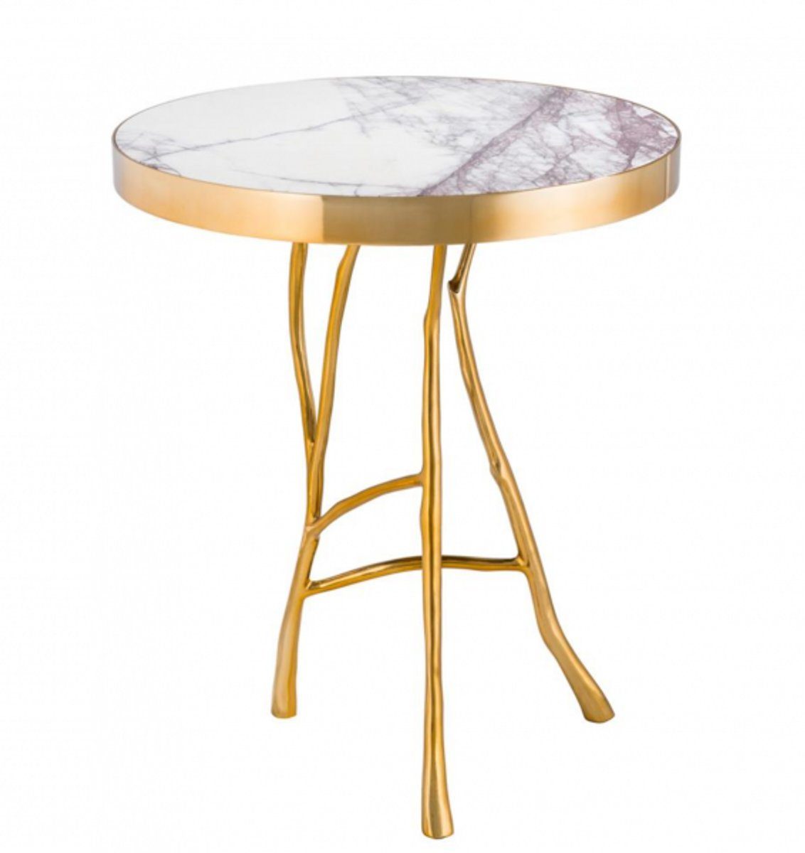 Casa Padrino Beistelltisch Luxus Art Deco Designer Beistelltisch Gold mit weißem Marmor 50 x H 58 cm - Luxus Hotel Tisch