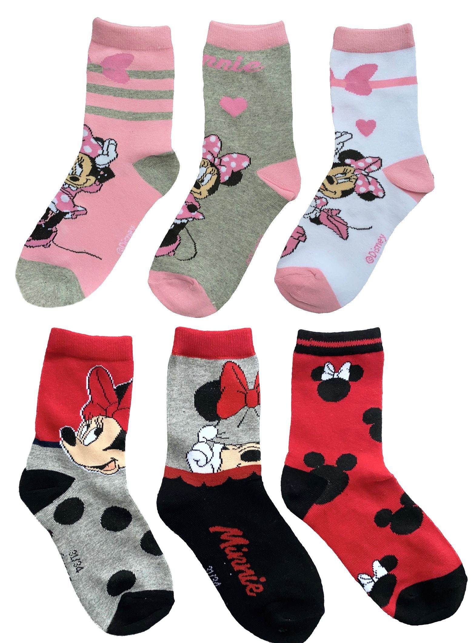 5 zuckersüße verschiedene Paare Socken Gr 21-23 Minnie Mouse