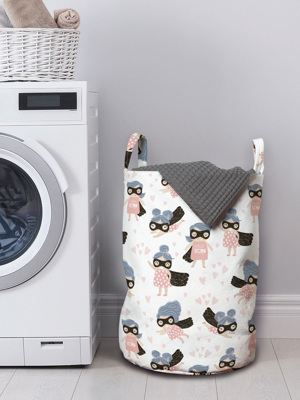 Abakuhaus für Kordelzugverschluss Baby-Heroine Griffen Waschsalons, Wäschekorb mit Retro Wäschesäckchen