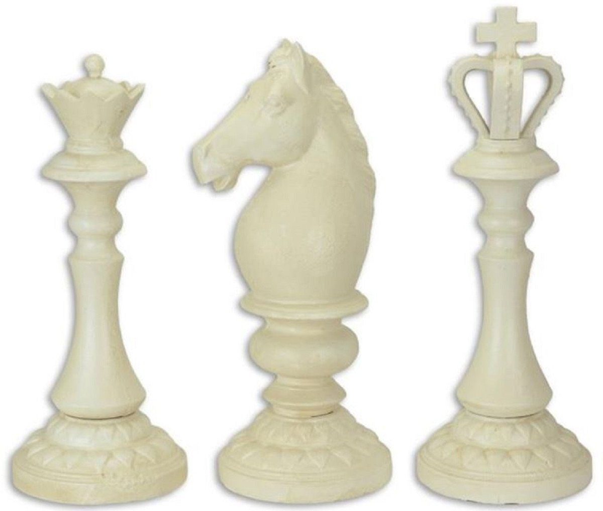 Deko Gusseisen Pferd Dame 34,2 Weiß Casa - Skulptur H. Gartendeko Antik - Padrino König Set Figuren - cm Schachfiguren Wohndeko