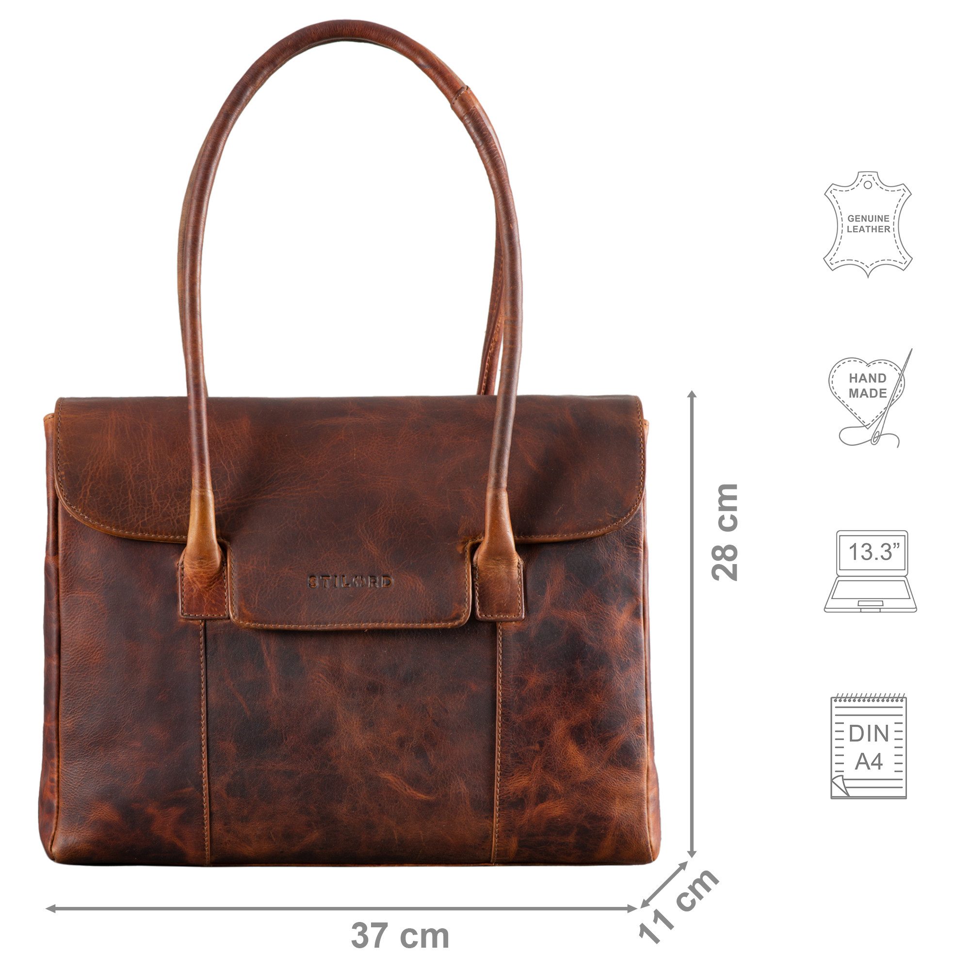 STILORD Handtasche "Carrie" Handtasche Shopper Damen Leder Umhängetasche – Bild 3 von 5