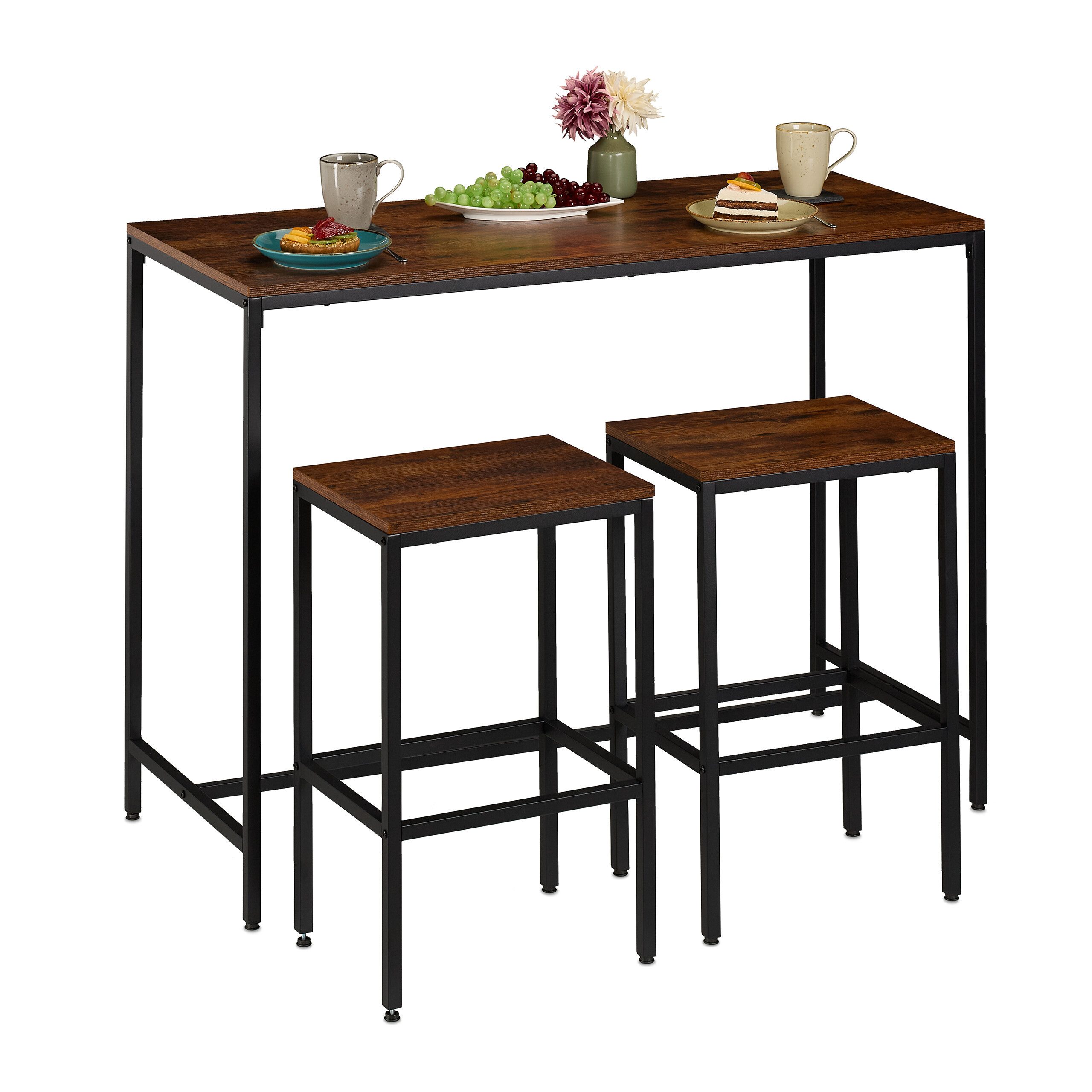 Bartisch Set mit 2 Hockern Industrial