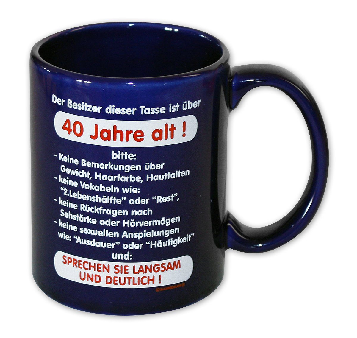 Tasse Jahre Rahmenlos Tasse 40 alt!