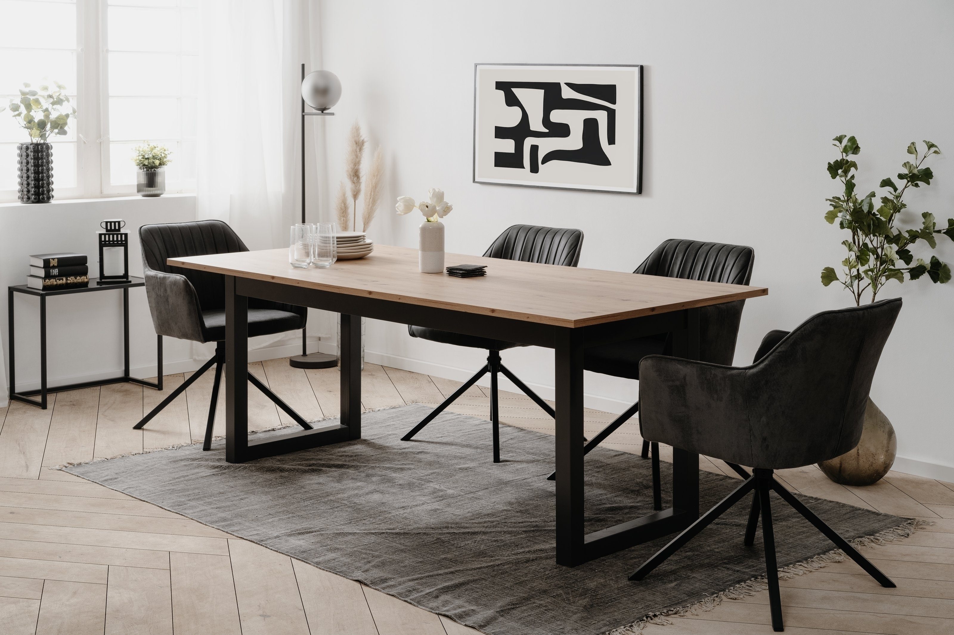 freiraum Esstisch Denver, in Artisan Oak / anthrazit - 200x75x90cm (BxHxT) günstig online kaufen