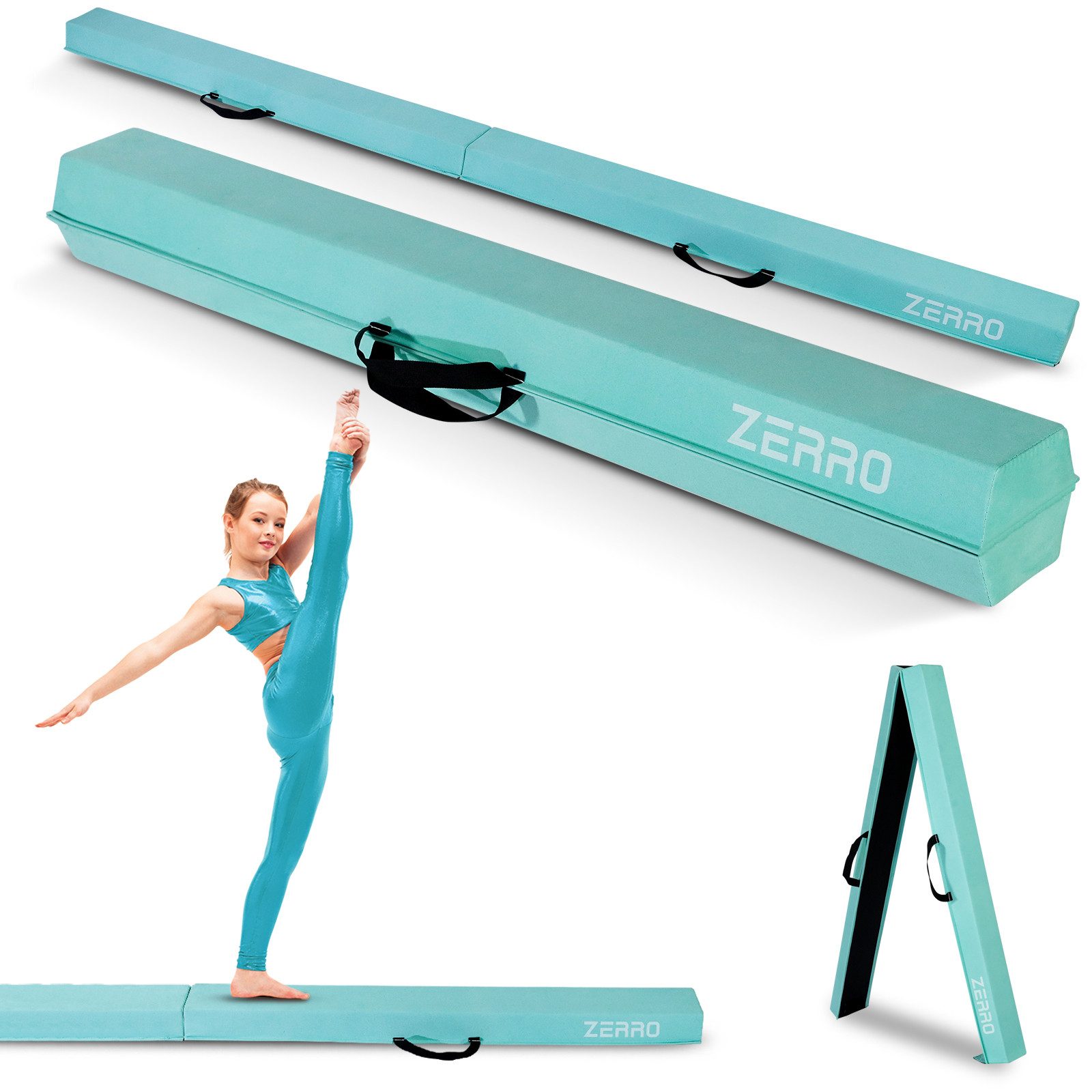 CCLIFE Balancetrainer Schwebebalken für Zuhause Kinder, 240cm Balken Turnen, Grün, Lila