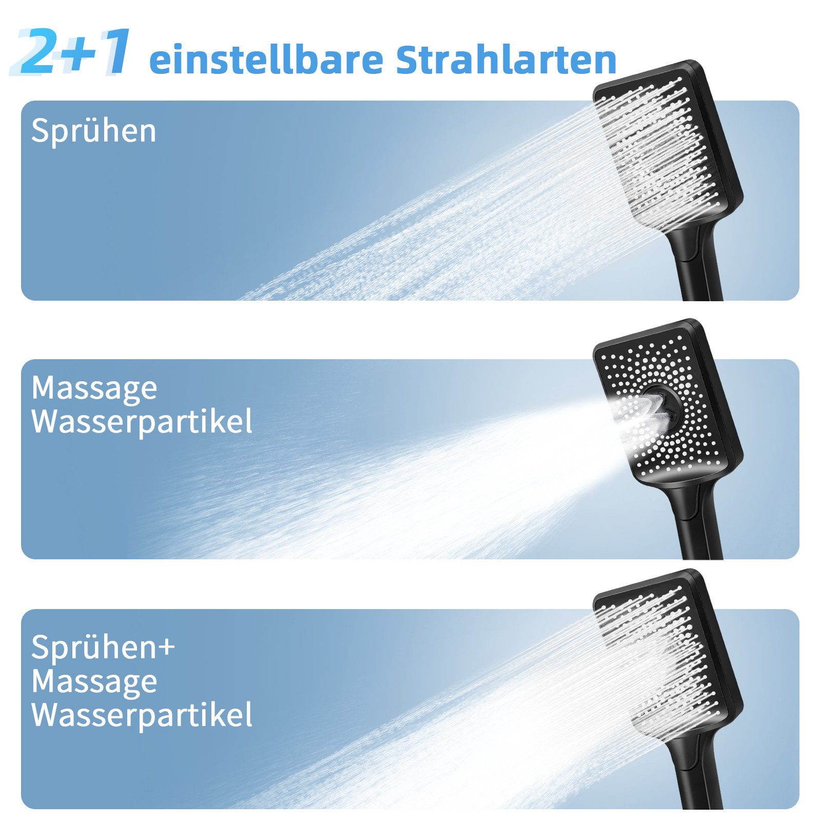 ZMH Handbrause mit 1,5M Schlauch Schwarz/Nickel günstig online kaufen