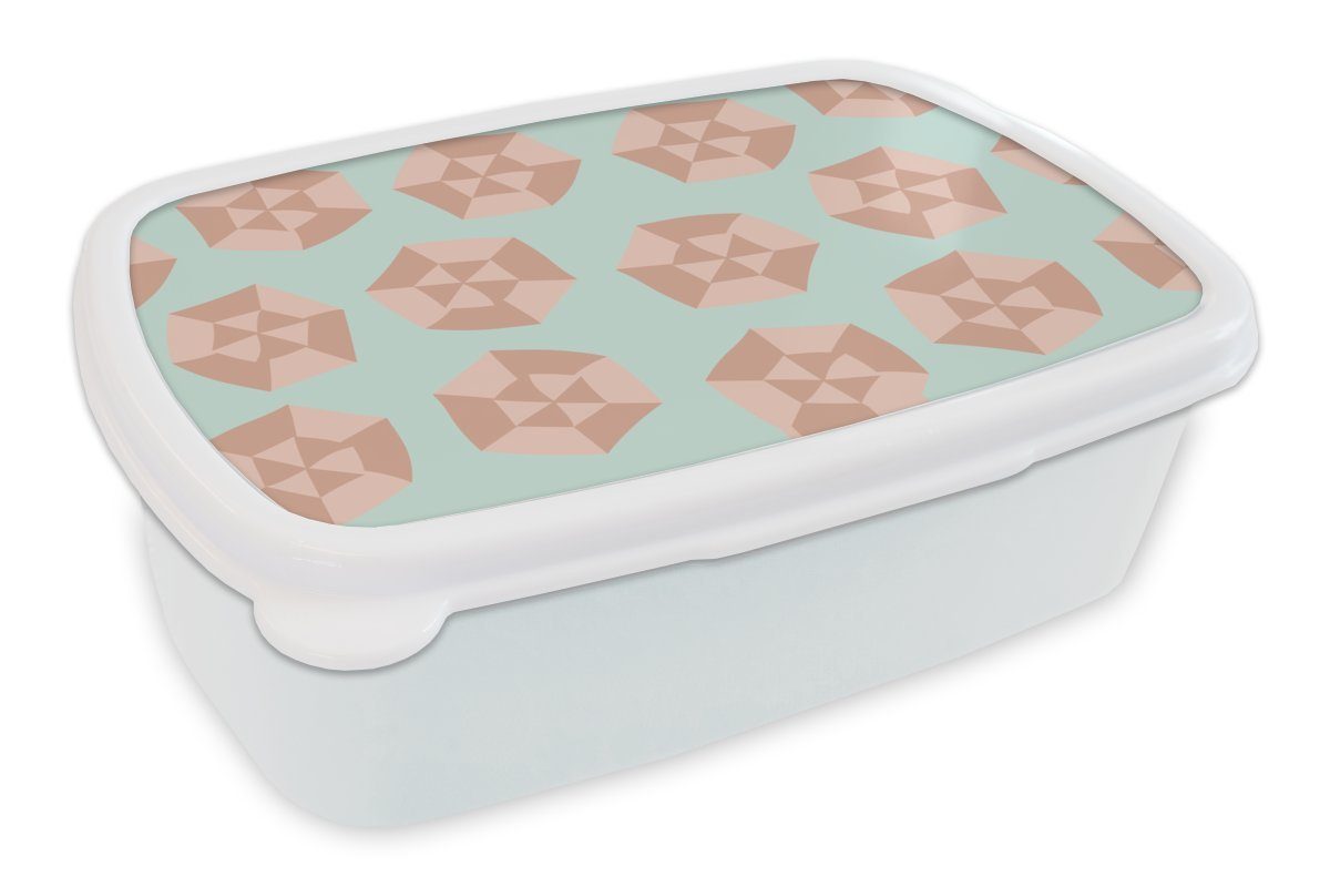 MuchoWow Lunchbox Sommer - Sonnenschirme - Hellblau, Kunststoff, (2-tlg), Brotbox für Kinder und Erwachsene, Brotdose, für Jungs und Mädchen weiß | Lunchboxen