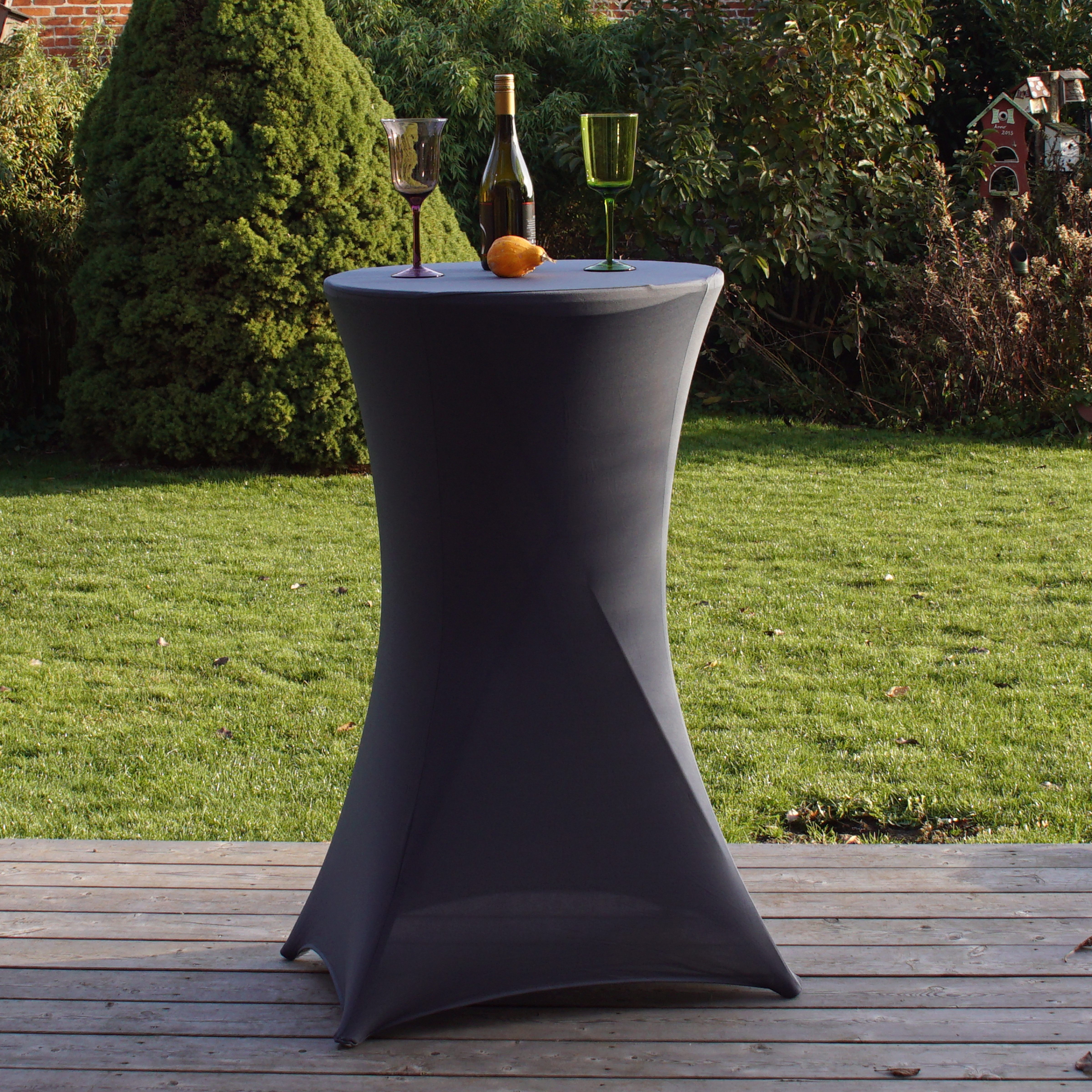 TRUTZHOLM Stehtisch mit anthraziter Husse klappbar Ø 60cm Bistrotisch Klapp günstig online kaufen