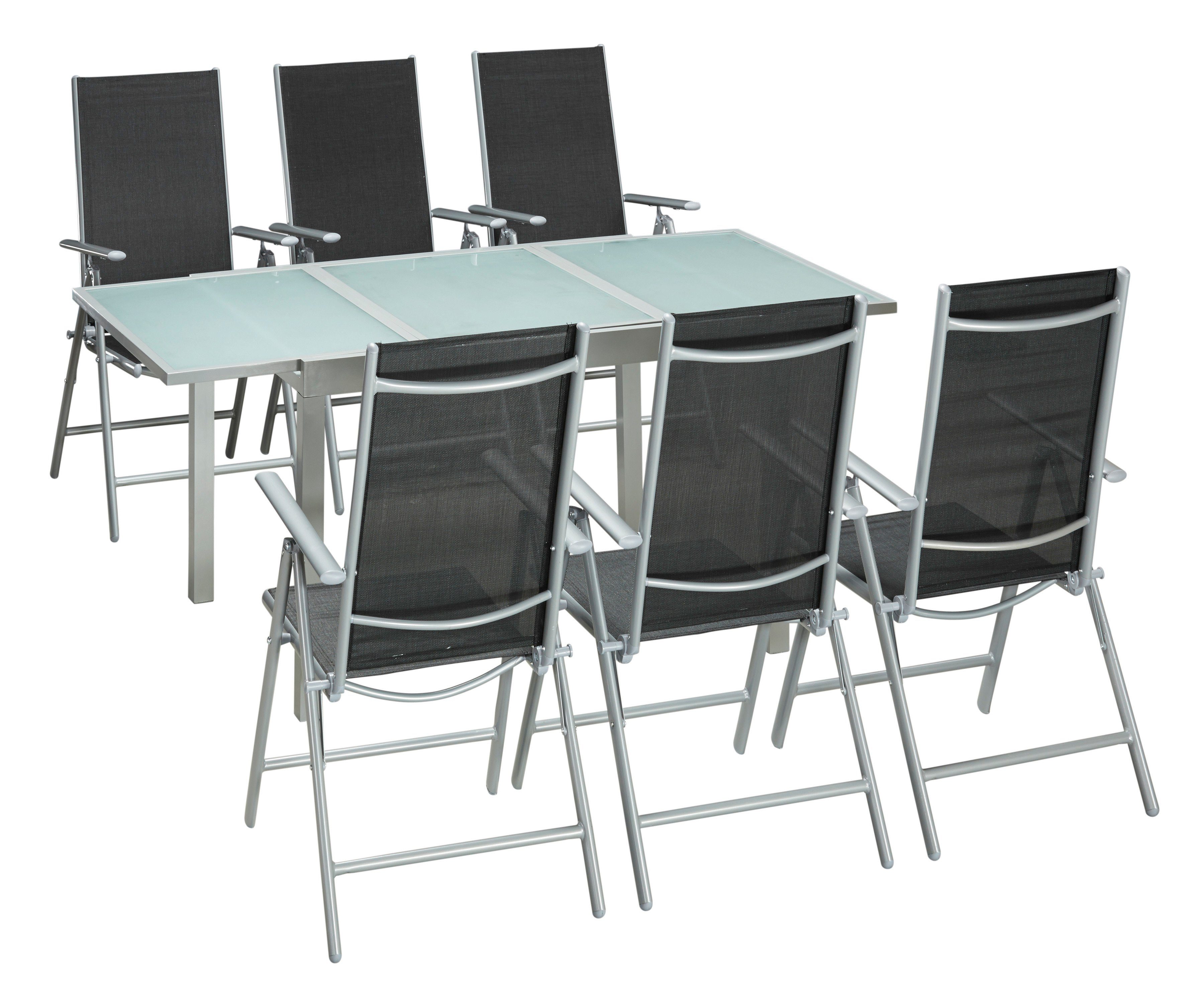 (Set, ausziehbarem MERXX Sesseln 180 7-tlg), und (120 Tisch Garten-Essgruppe cm) inkl. Lima, - 6