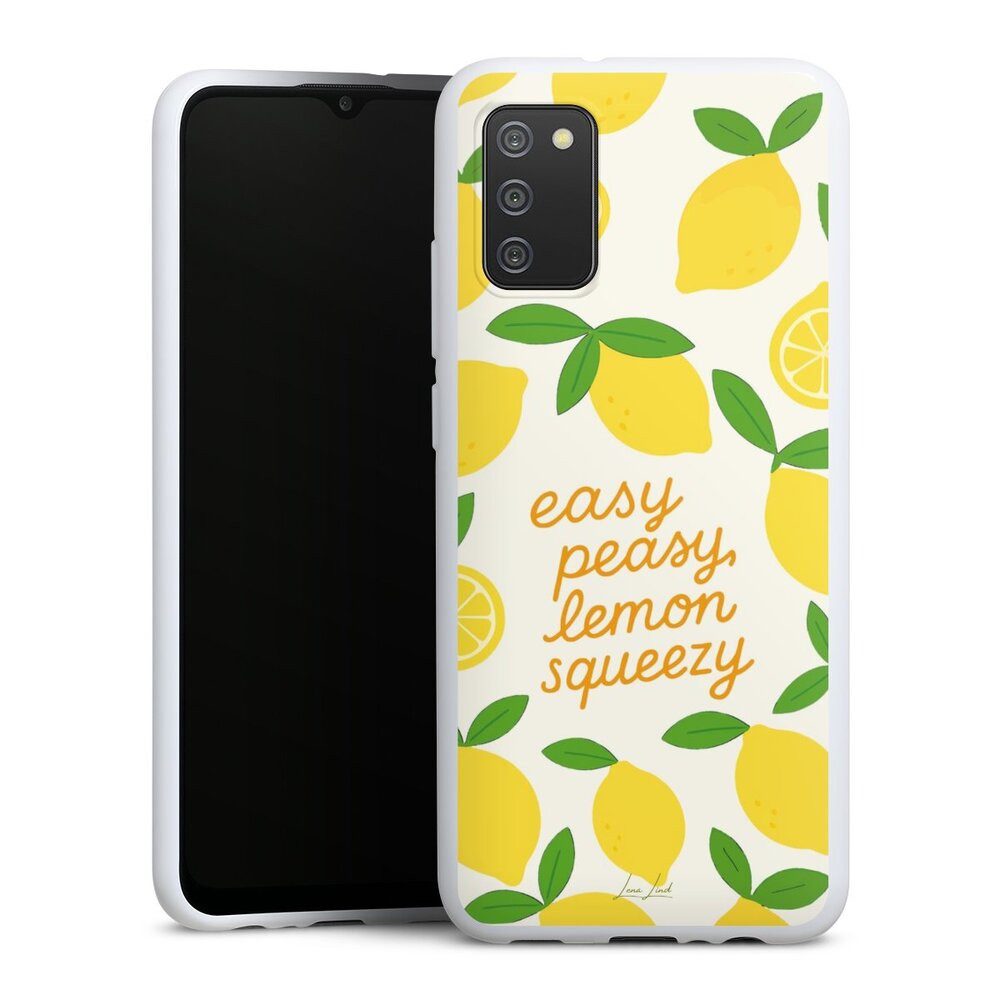 DeinDesign Handyhülle Zitrone Spruch Statement Easy Peasy Lemon Queezy, Samsung Galaxy A02s Silikon Hülle Bumper Case Handy Schutzhülle