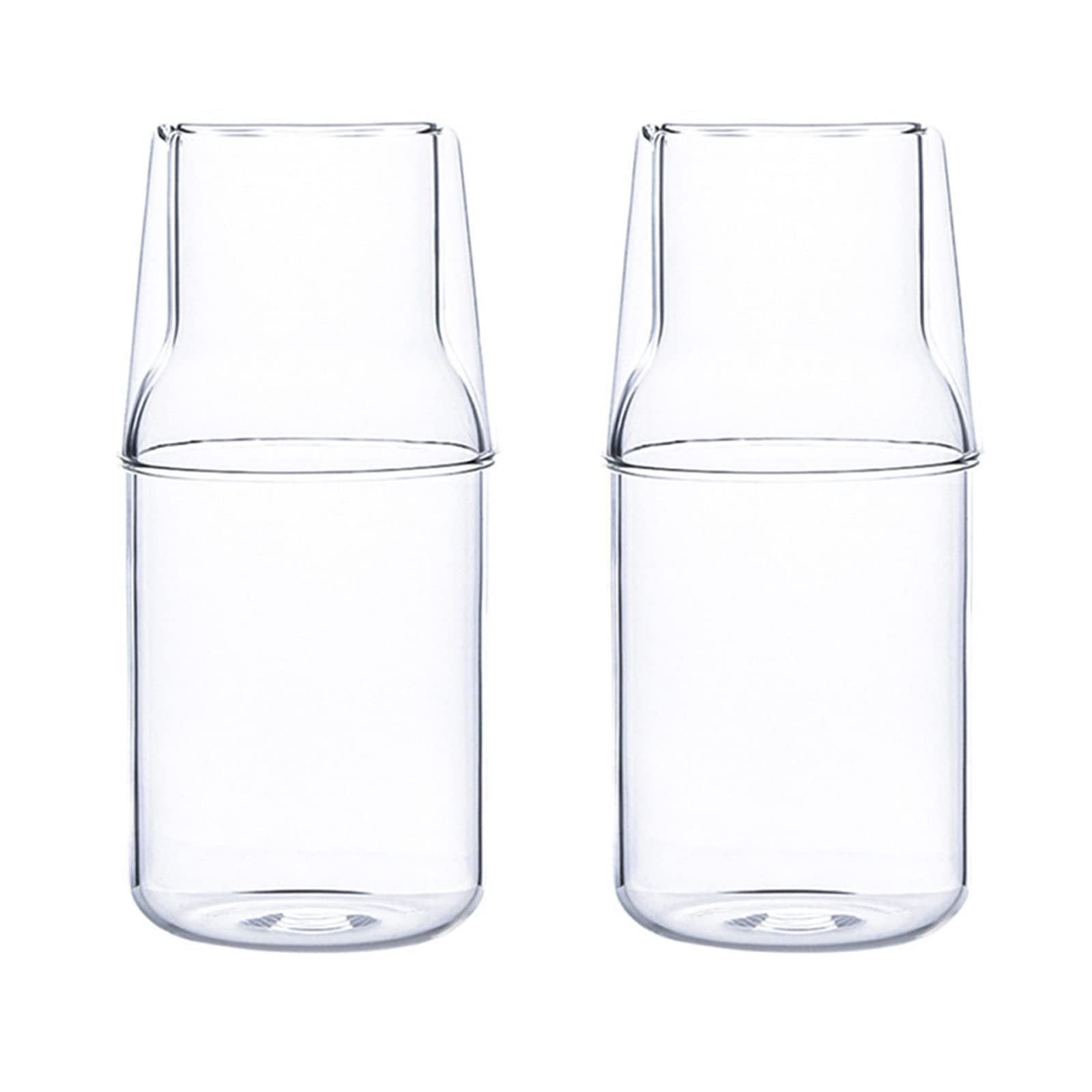 Teekanne 2 Stück Nachttisch-Wasserkaraffen-Set mit Trinkbecherdeckel-Set