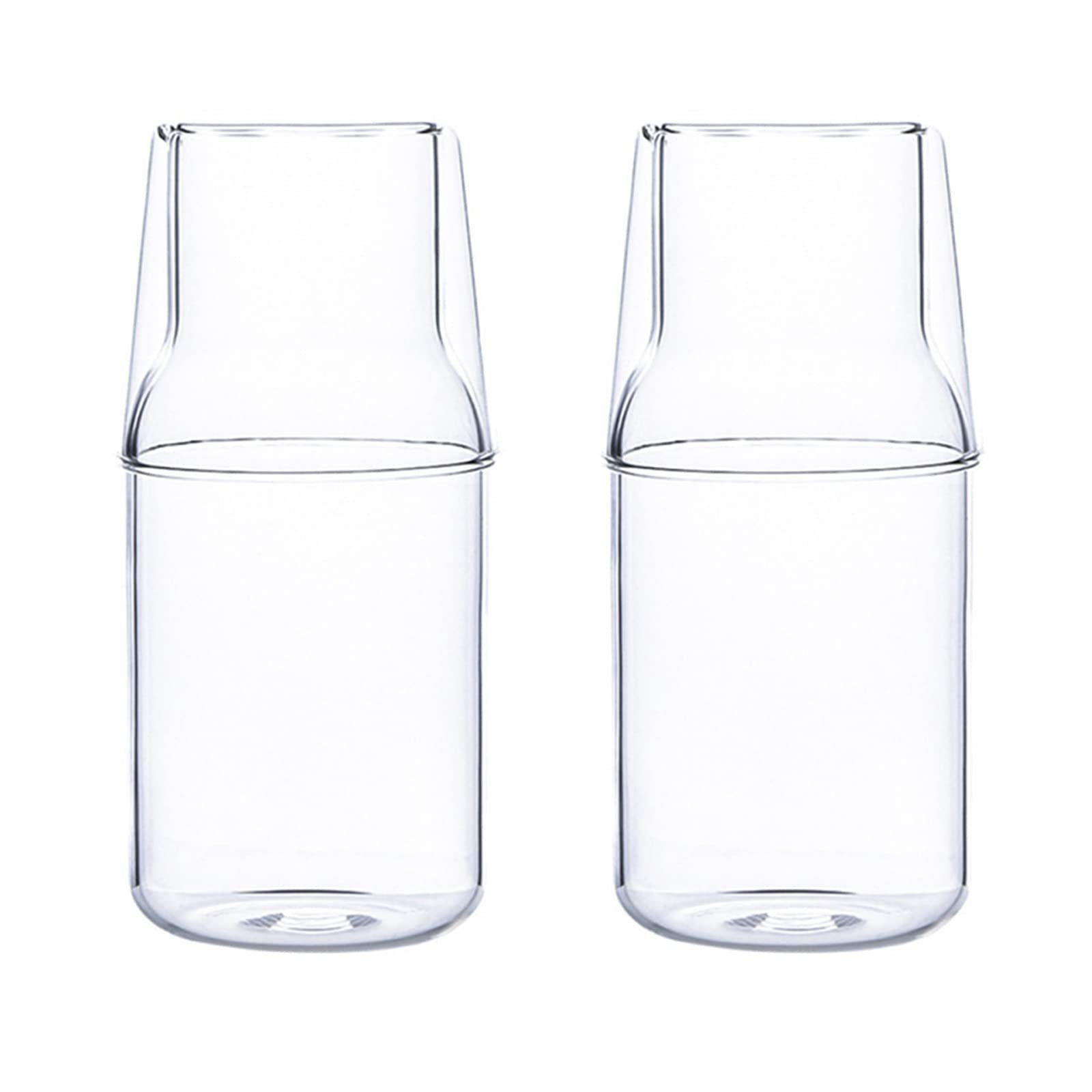 0.5 mit Schlafzimmer,Saft,Kaffee,Tee,Mundwasser Trinkbecherdeckel-Set, 2x360/500ml Teekanne SEEZSSA für l, Nachttisch-Wasserkaraffen-Set Glas-Kaffee-Milchbecher