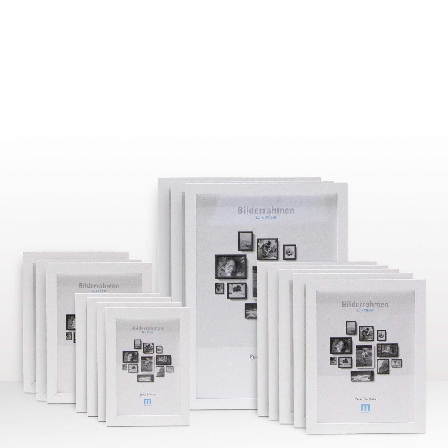 M MERCEO Bilderrahmen, 15-tlg. Bilderrahmen-Set Weiß (10x15cm bis 21x30cm)