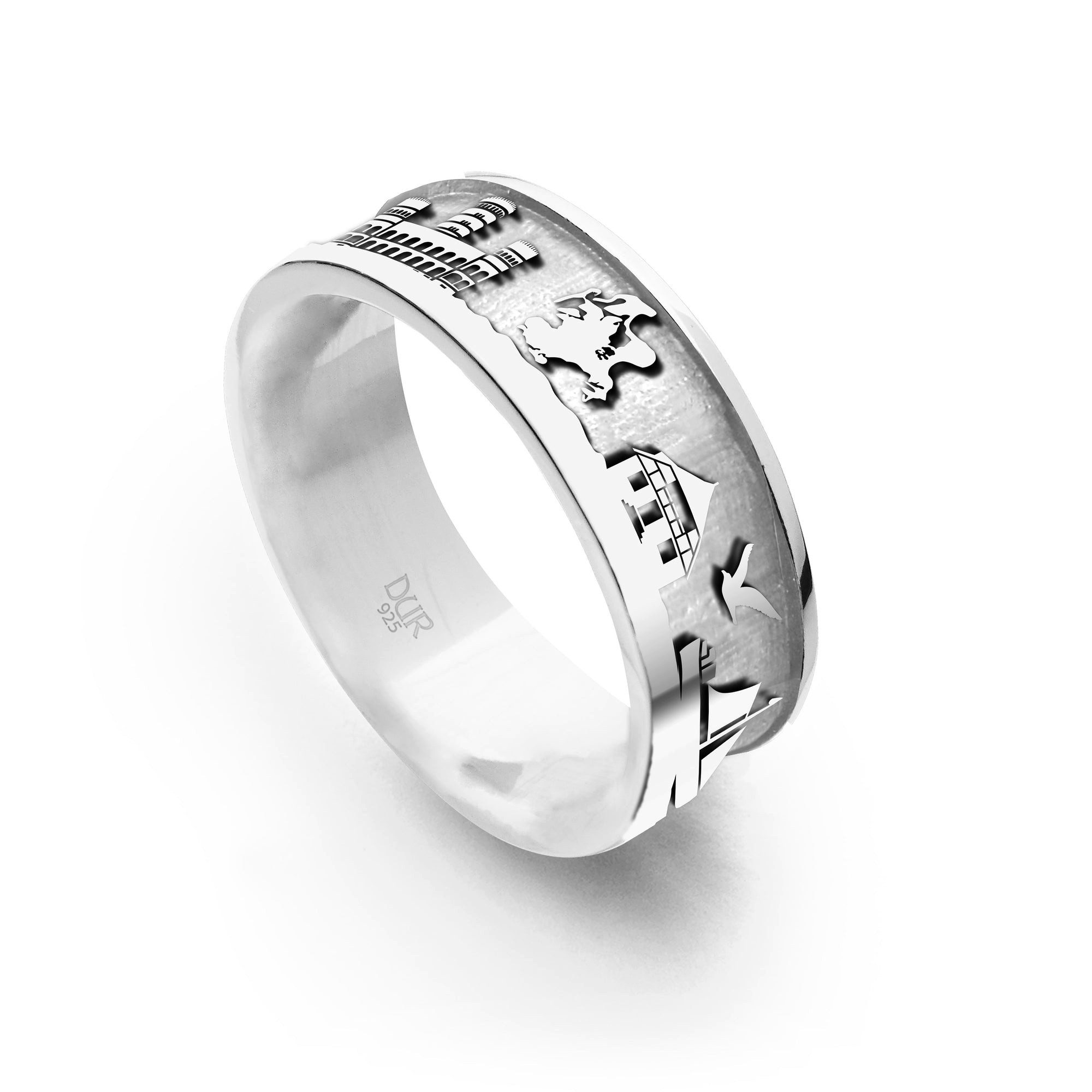 Fingerring DUR Schmuck: Ring "Göhren / Rügen"schmal, hell rhodiniert, 7 mm, R6113