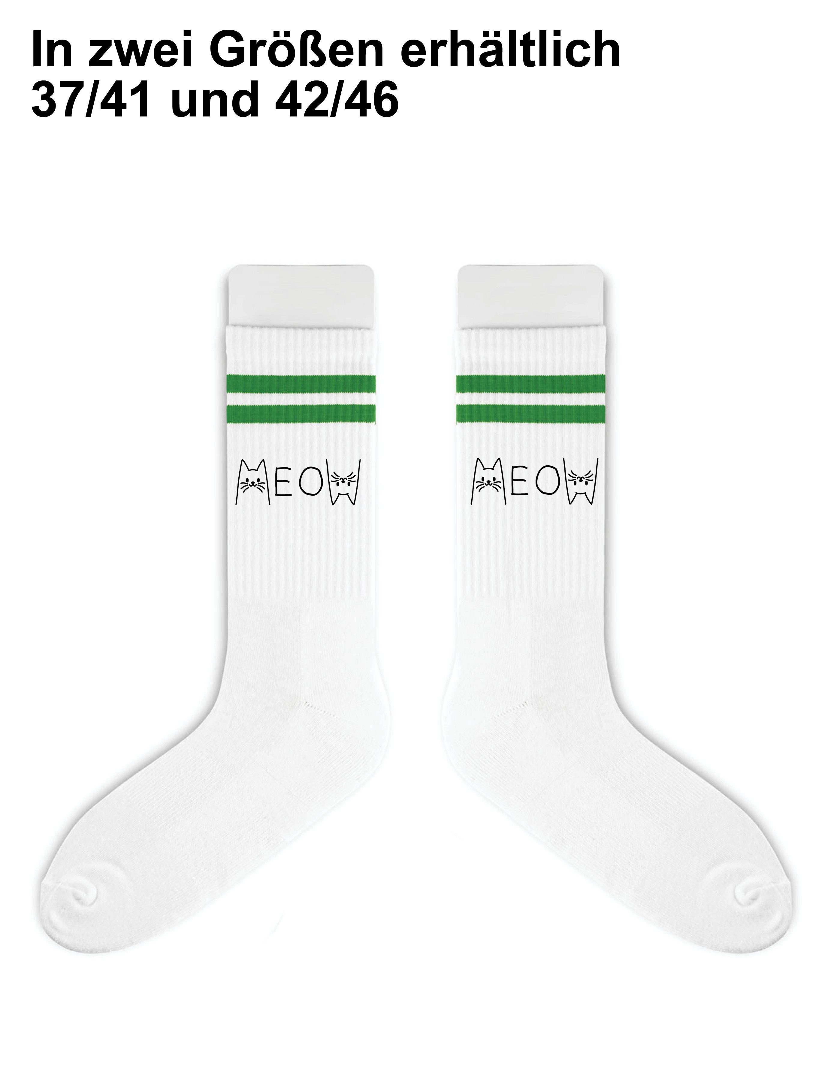Youth Designz Tennissocken Unisex Socken "Meow Katze" Aufdruck lustig Geschenk Statement mit verstärkter Verse und Zehenbereich