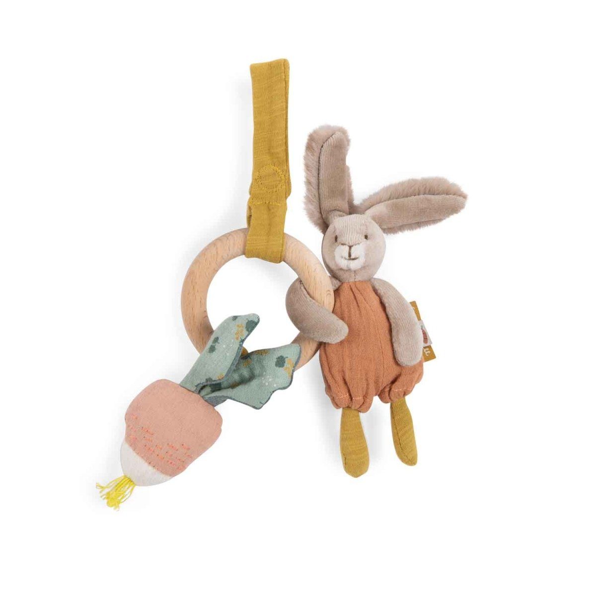 Greifspielzeug Trois Lapins Rassel Häschen 30cm Activityspiel Holzring Beißring