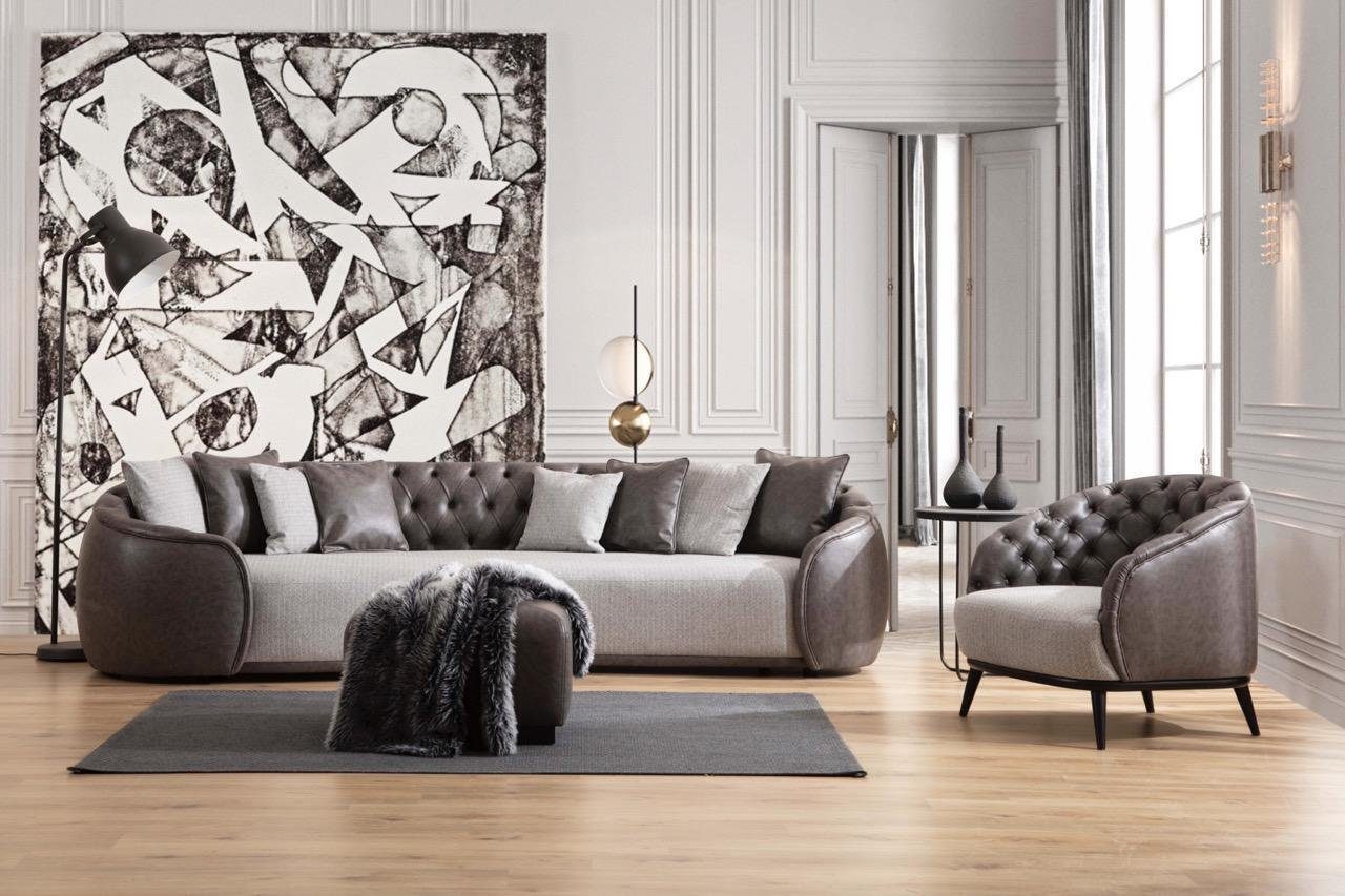 JVmoebel Sessel Sessel 1 Sitzer Couch Polster Luxus Design Textil mit Kunstleder, Made in Europa