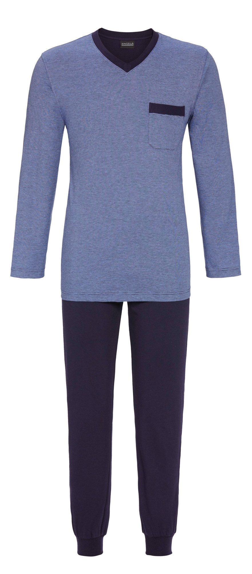 Ringella Pyjama mit V-Ausschnitt und Hose mit Strickbündchen (2 tlg) Baumwolle/Microfaser COOLMAX - für optimales Körperklima