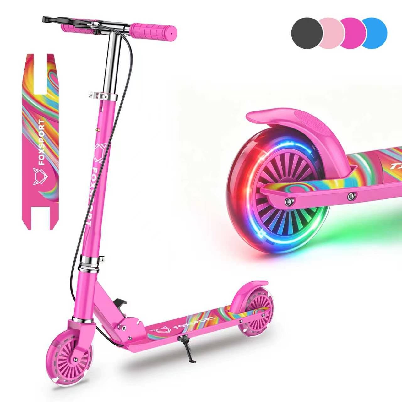 FOXSPORT Cityroller Kick Scooter Faltbarer Kinderoller, 1 km/h, (Set, mit Schutzblechen), klappbar&höhenverstellbar Scooter 4.7 Zoll Räder Maximale 50 kg