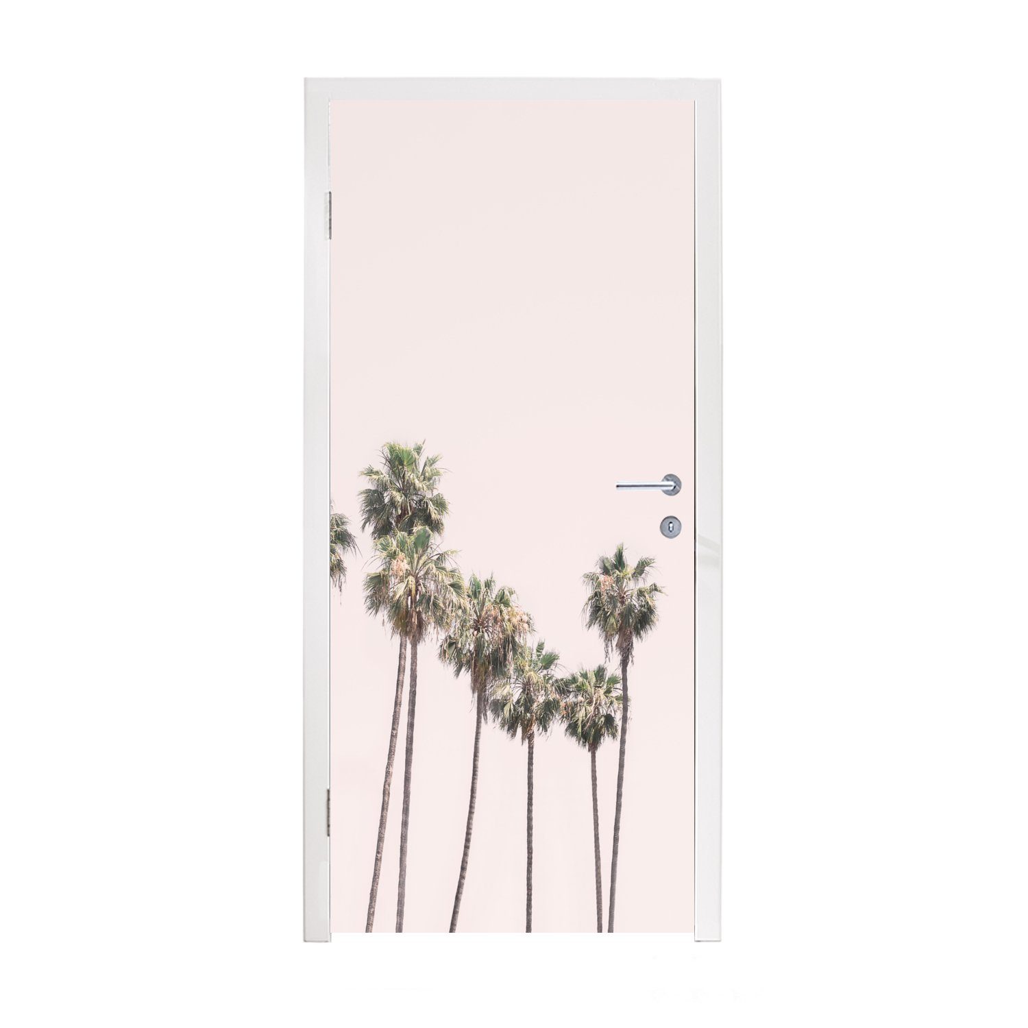 (1 Matt, MuchoWow Türaufkleber, - St), 75x205 - cm - Palmen Grün Tür, bedruckt, Türtapete Fototapete für Natur Beige,