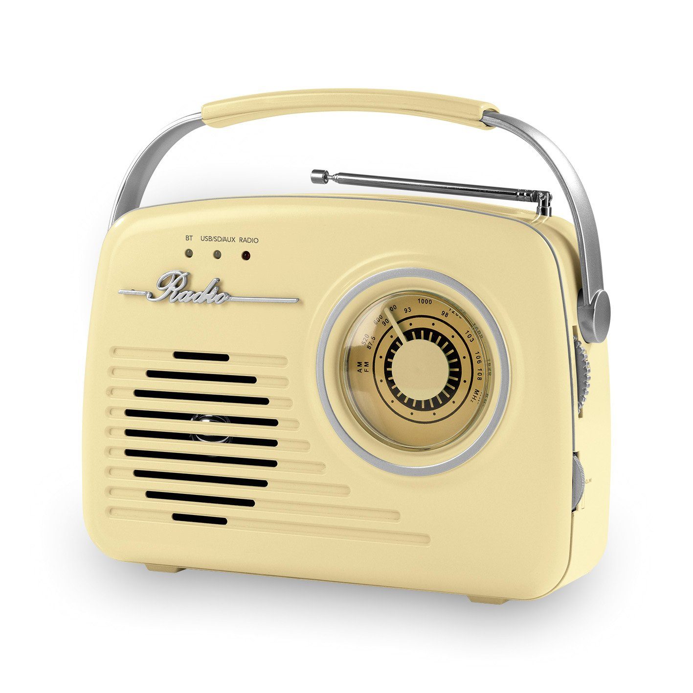 EASYmaxx 50er Jahre Retro-Radio (Retro in Vanille), Inklusive  AUX-Anschluss, Kopfhörer-Ausgang, USB-Anschluss und SD-Karten-Slot