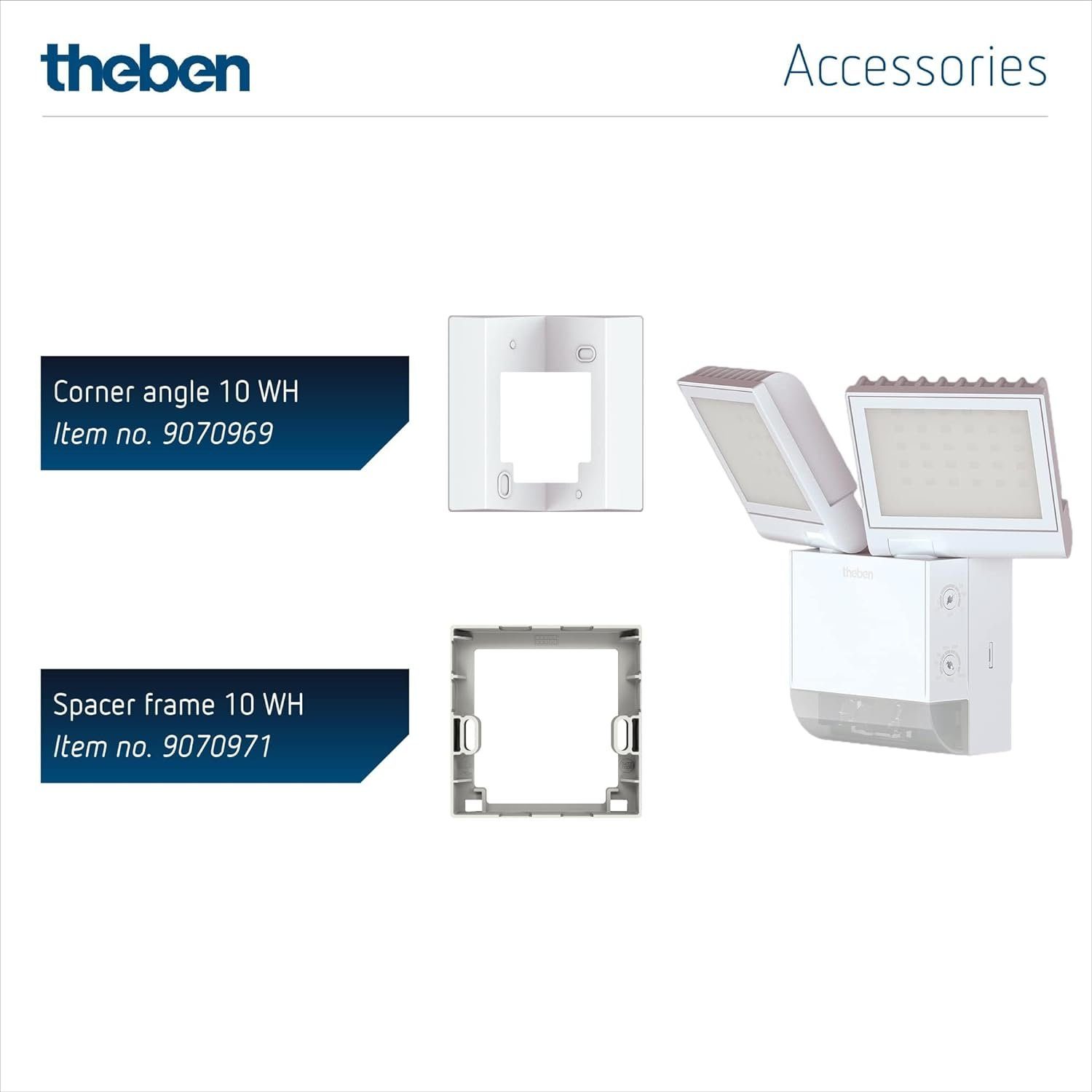 theben LED Wandstrahler LED-Wandleuchte theLeda S17-100 WH 1020802, horizontal um ± 20/45° drehbar / um 70° nach unten schwenkbar, 180° Erfassung, 10 m Reichweite, LED fest eingebaut, neutralweiß, außen, integrierter Bewegungsmelder, 17 W, weiß