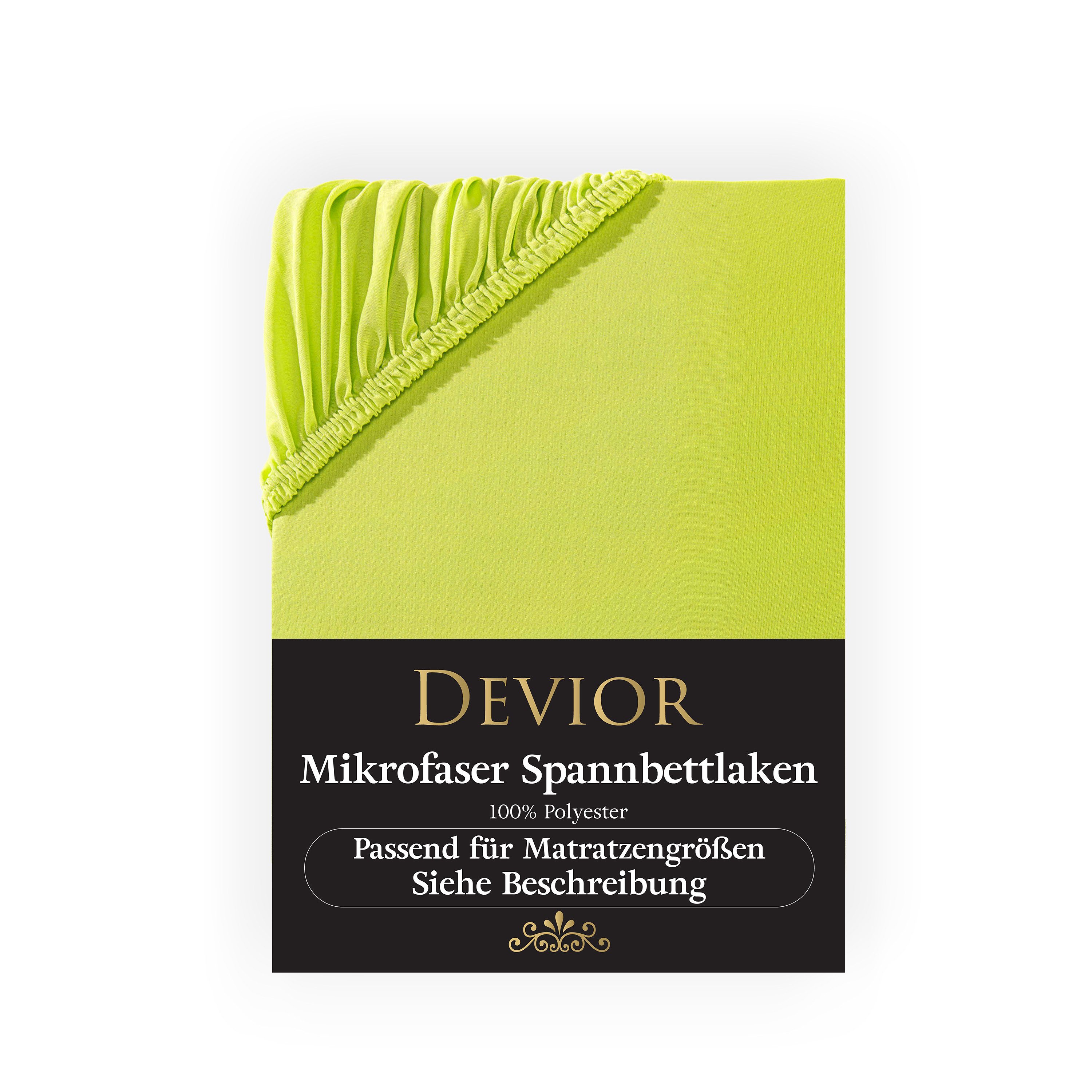 Devior Spannbettlaken aus 100% Mikrofaser mit 135 g/m², schnelltrocknend mit Einlaufschutz, Jersey, Gummizug: Rundumgummizug, für Standardmatratzen bis 22cm - Microfaser Spannbetttuch 90 x 200 cm