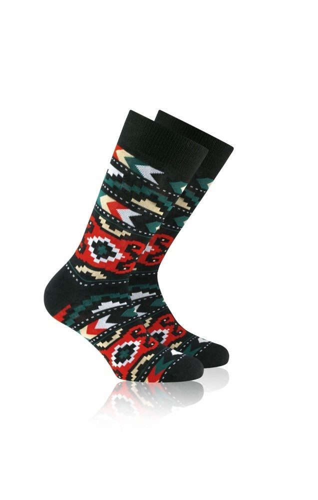 Socken Tagessocke Fashion Vintage Edition (Baumwolle) schwarz/rot - 1 Paar