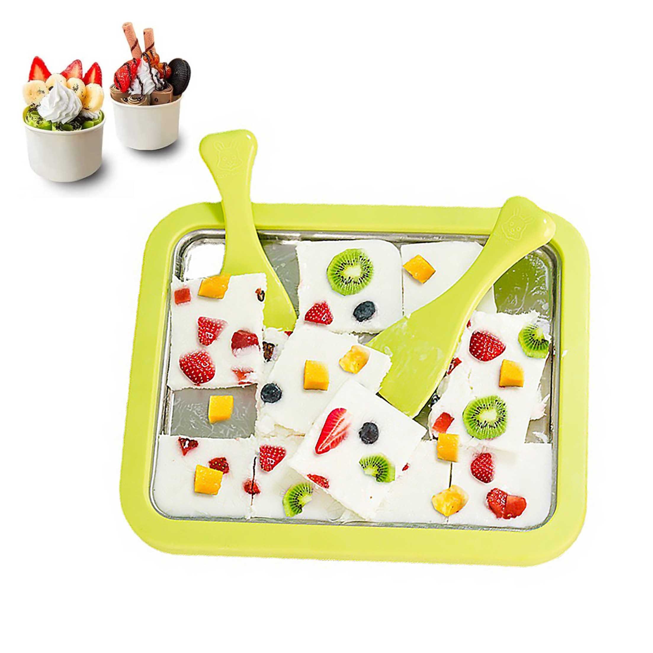 KINSI Eismaschine Eiscreme-Rollmaschine, Eismaschine, Eisplatte zum Selbermachen, Hausgemachte Eiscreme-Rollen, Eiscreme, Sorbet, Joghurt, 10,2*8,3 Zoll