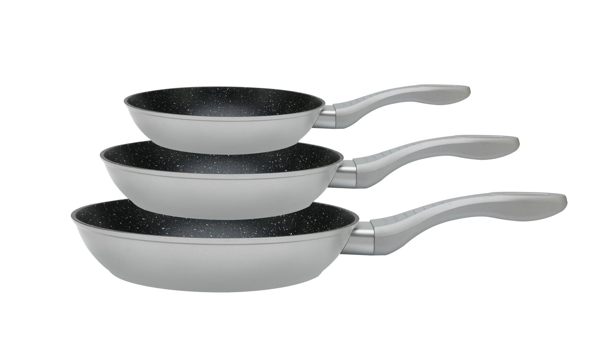 Cheffinger Pfannen-Set Pfannenset 3 tlg. Geschmiedetes Aluminium 20/24/28cm  + 3 Pfannenschutz, Antihaftbeschichtung, die einfaches Wenden ermöglicht