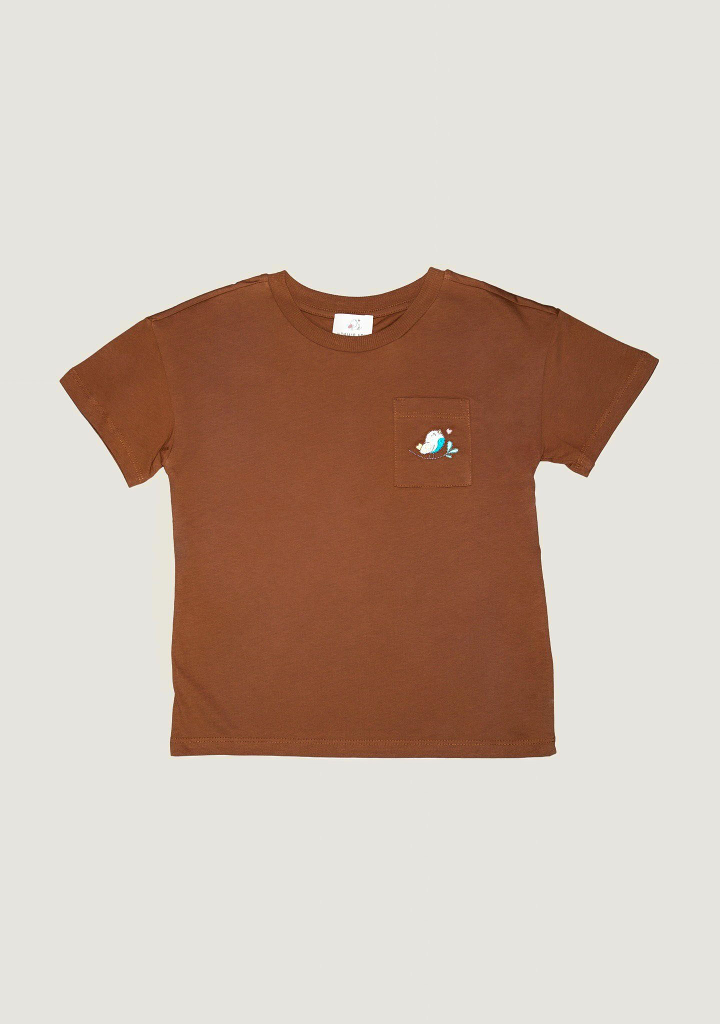 Noah's Ark T-Shirt Shirt für Kinder mit Brusttasche Kastanienbraun aus Baumwolle in Unifarbe, unisex, aus 100% Baumwolle