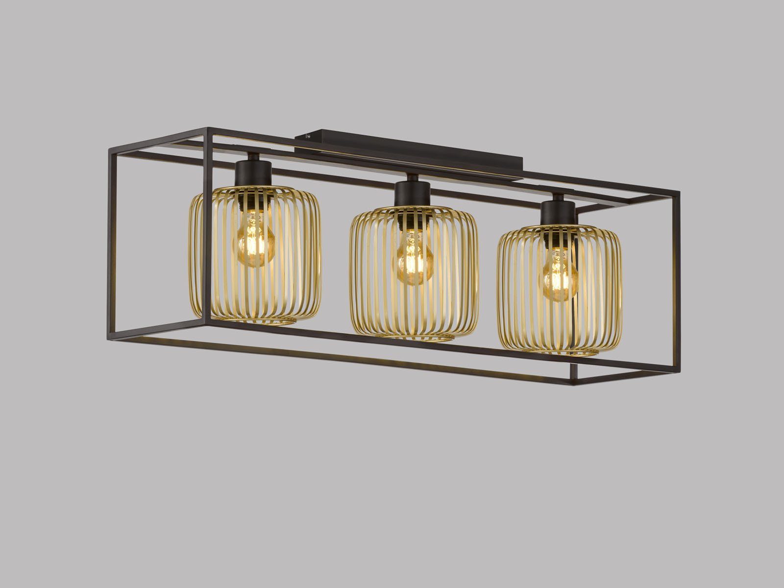 FISCHER & HONSEL LED Deckenleuchte, Dimmfunktion, LED wechselbar, Warmweiß, ausgefallene große Designer Gitter Lamellen-Lampe Industrial 83cm lang