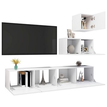 vidaXL TV-Schrank 4-tlg. TV-Schrank-Set Weiß Holzwerkstoff (1-St)