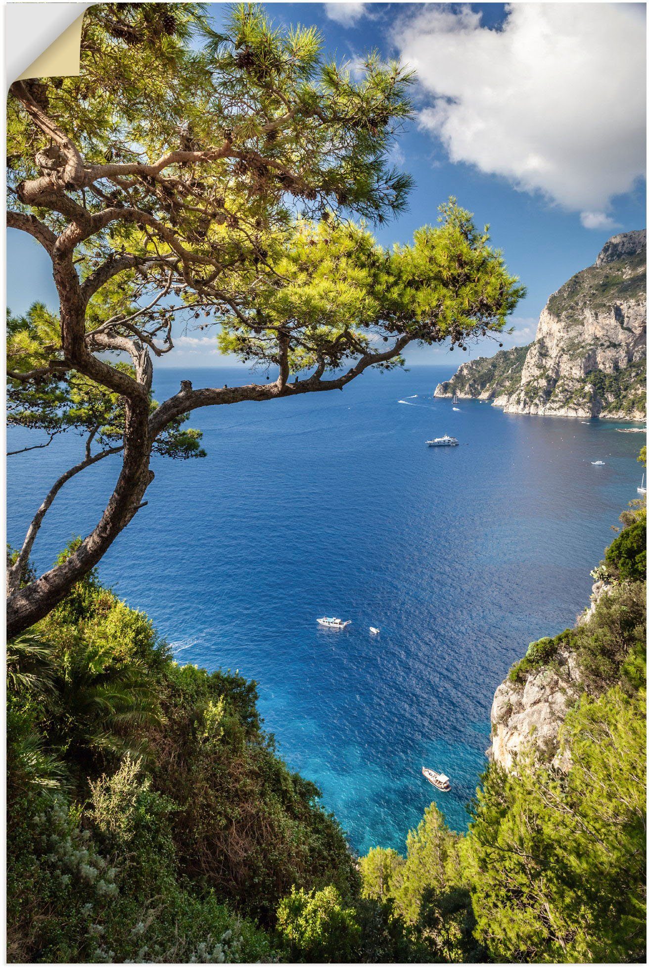 Artland Wandbild Punta de Masullo, Insel Capri, Italien, Meer Bilder (1 St), als Alubild, Leinwandbild, Wandaufkleber oder Poster in versch. Größen