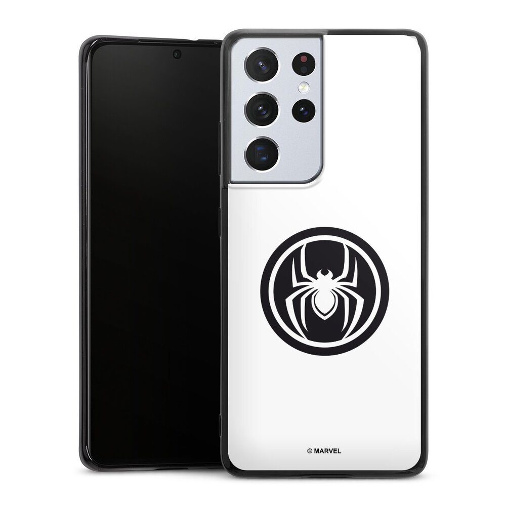 DeinDesign Handyhülle Spider-Man Spider Logo White, Samsung Galaxy S21 Ultra 5G Silikon Hülle Bumper Case Smartphone Cover