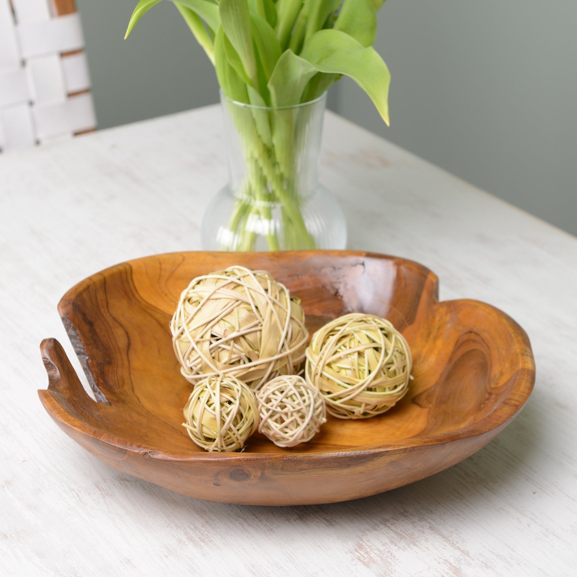 wohnfreuden Dekoschale Teakholz Schale 30-35 cm lasiert, elegant, 1041