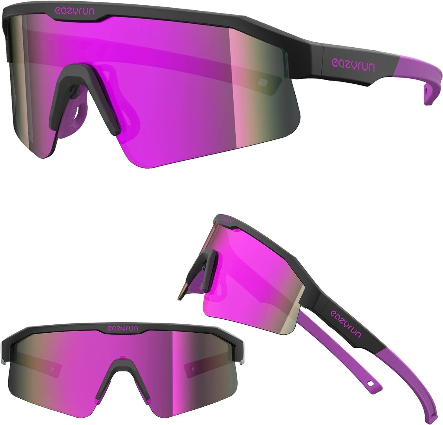 EyeAm Fahrradbrille Sportbrille für Damen & Herren für Sport, Laufen, MTB & Outdoor, (Modell: EAZYRUN), UV-Schutz 400 F24K
