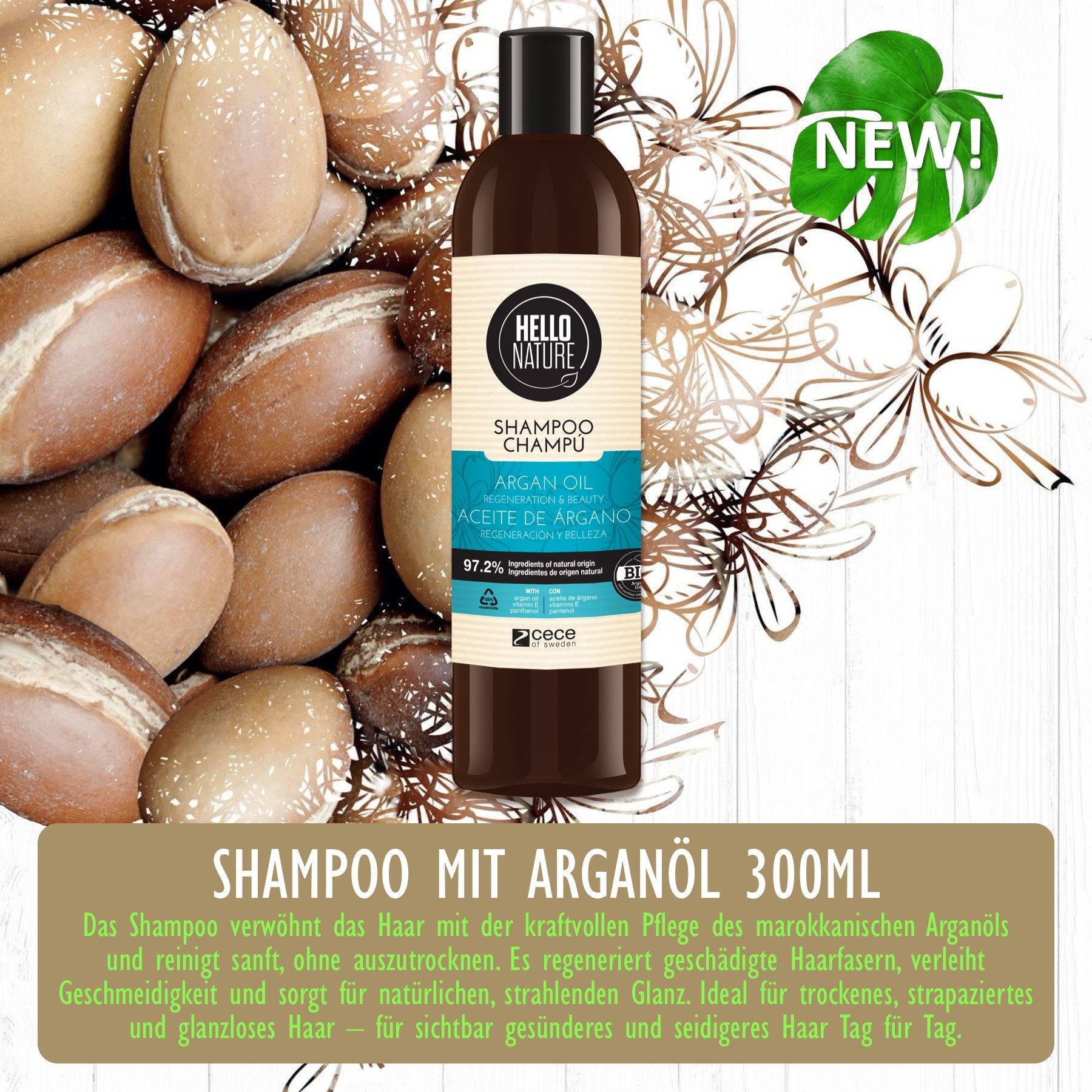 Hello Nature Haarpflege-Set Haar Shampoo Conditioner Set Haarmaske mit Arganöl, Haarpflege, Shampoo, Haarmaske, Haarspülung, Arganöl