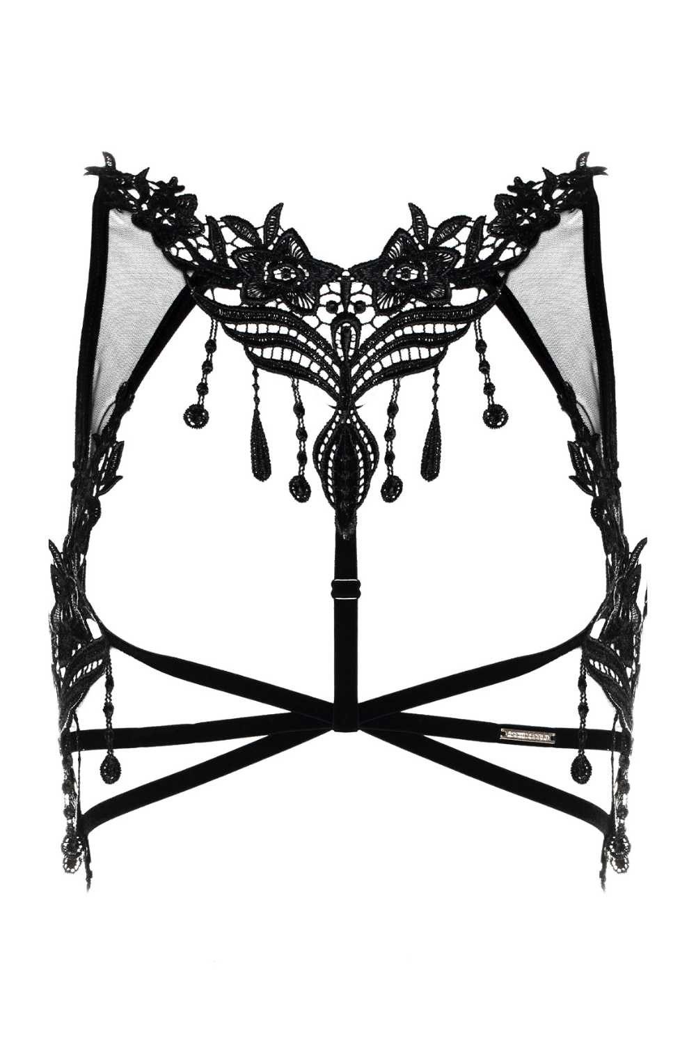 Asche & Gold Ouvert-BH Aurèle Harness aus Spitze schwarz edel sexy L-XL