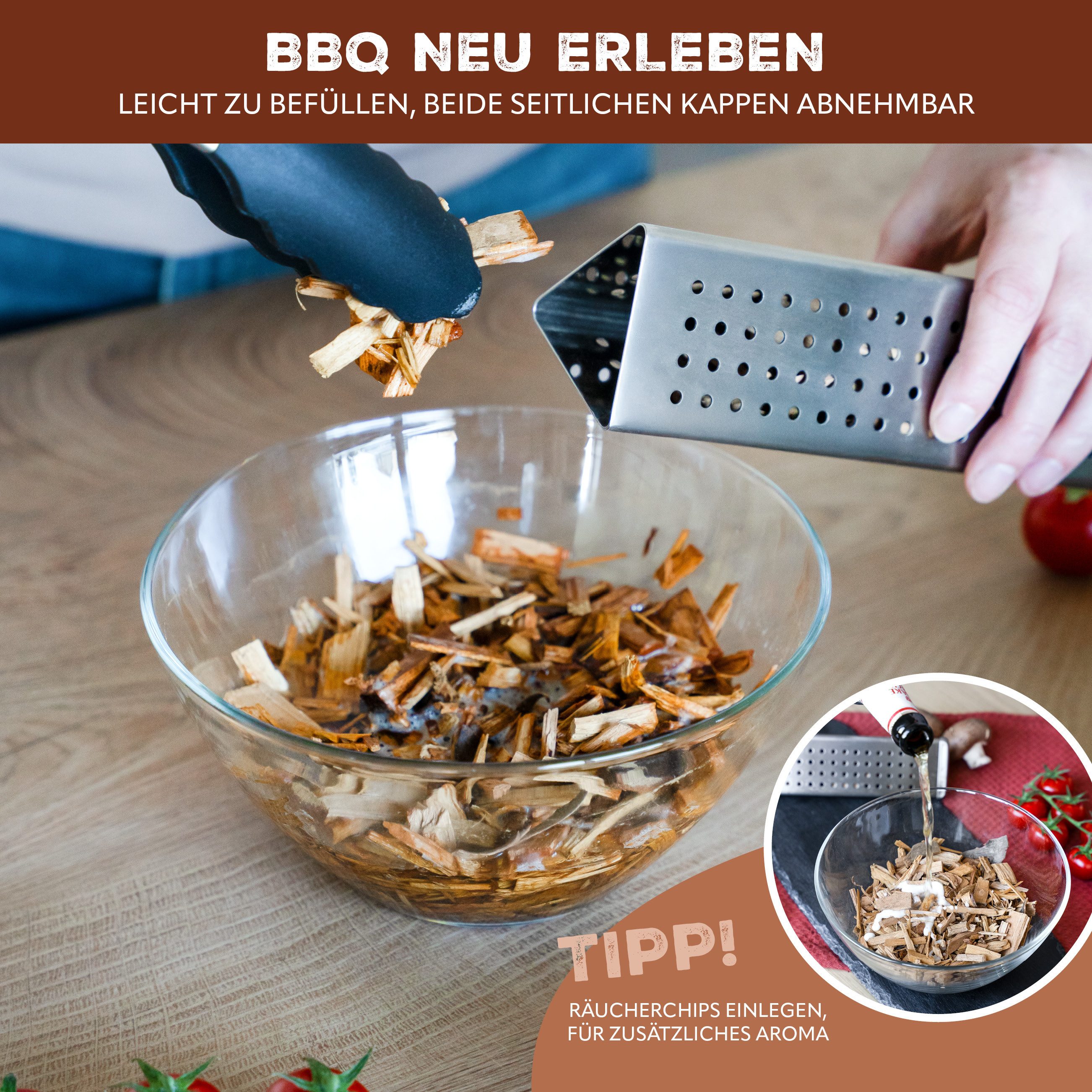 bremermann Räucherbox Räucherbox // Edelstahl, ca. 6 x 21 cm // Smokerbox BBQ (1-tlg)