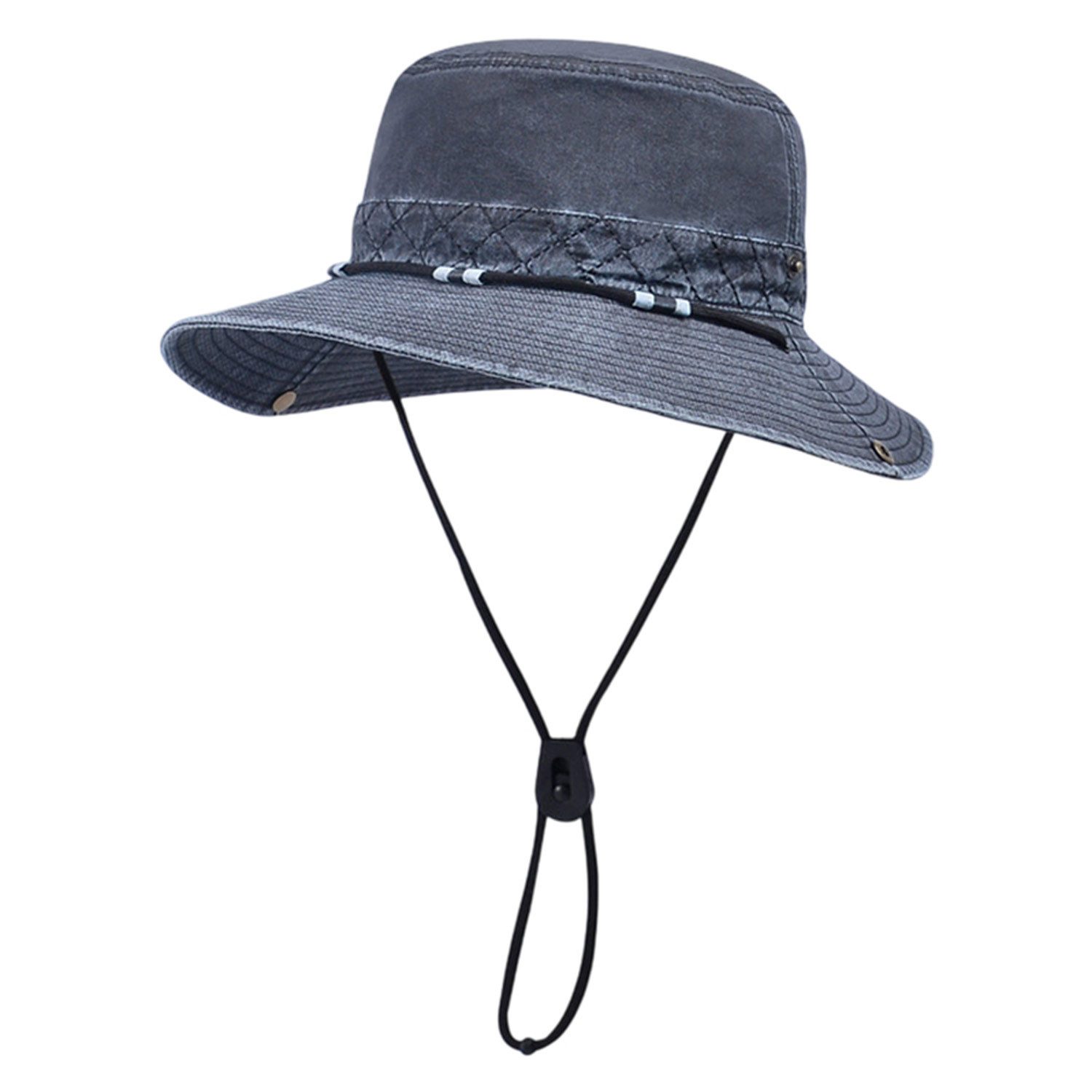 Refttenw Sonnenhut Vintage Sonnenhut UV-Schutz Sommerhut Unisex Fischerhut Breite Krempe, Einheitsgröße, mit Verstellbarem Kinnband