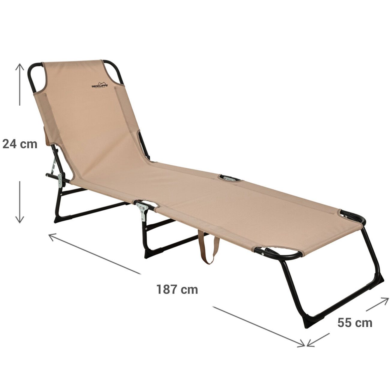 H&S Collection Gartenliege Dreibein Sonnenliege klappbar (187 x 55 cm), Campingliege Beige, 1er-Set, Klappbare Liege aus Oxford-Stoff & Stahlrohr/ca. 187 x 55 x 24cm