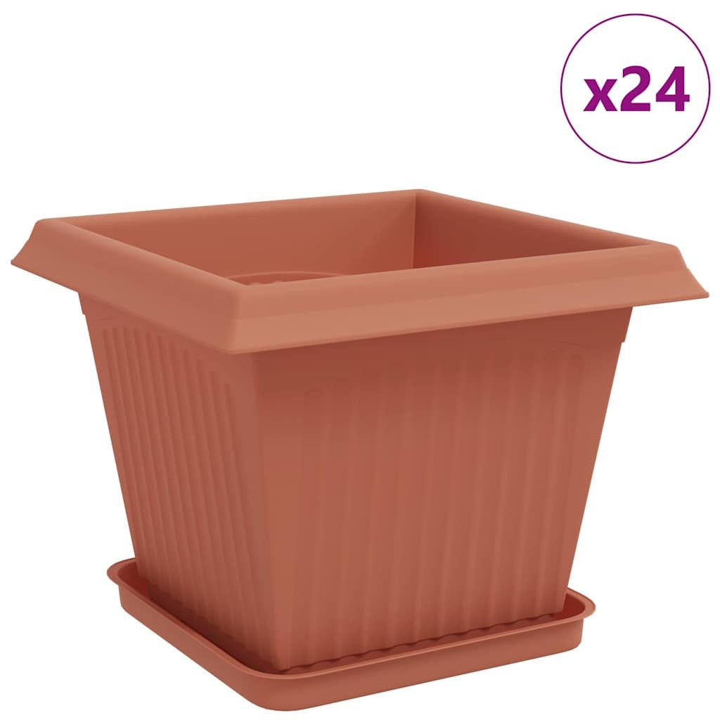 vidaXL Blumentopf Blumentöpfe 24 pcs Ziegelrot 33 x 33 x 26 cm Kunststoff (24 St)